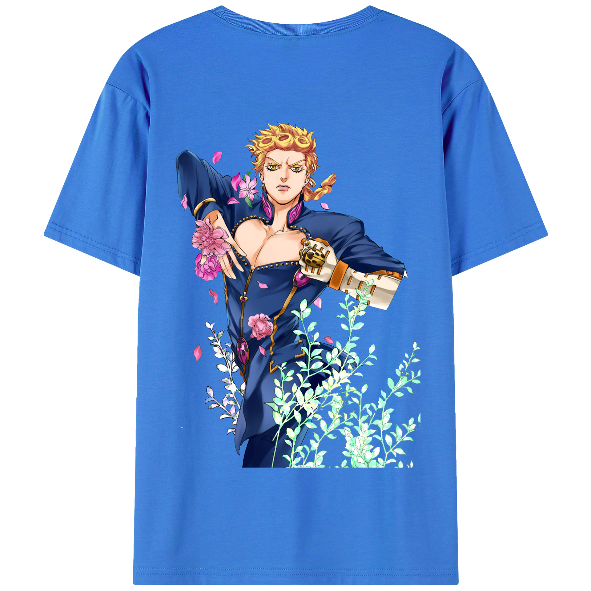 （画像用） ジョジョの奇妙な冒険 ジョルノ?ジョバァーナ JoJo's Bizarre Adventure Giorno Giovanna 綿100％半袖Tシャツ（背面プリント）