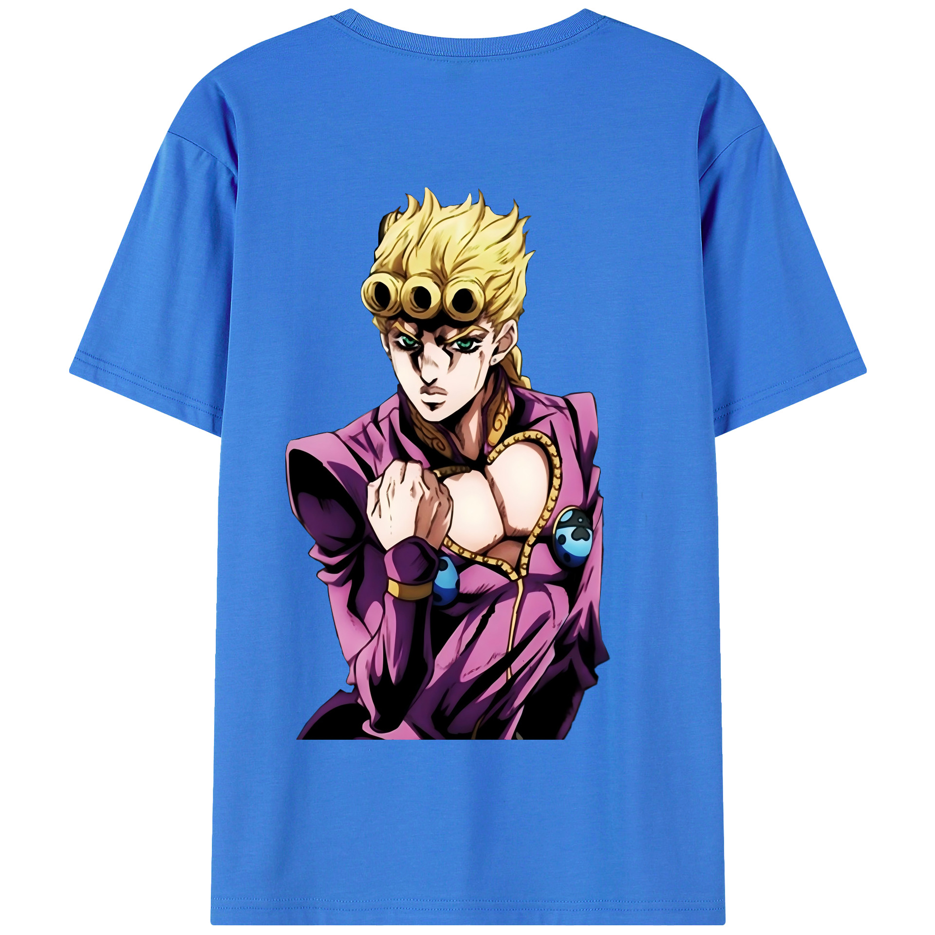 （画像用） ジョジョの奇妙な冒険 ジョルノ?ジョバァーナ JoJo's Bizarre Adventure Giorno Giovanna 綿100％半袖Tシャツ（背面プリント）