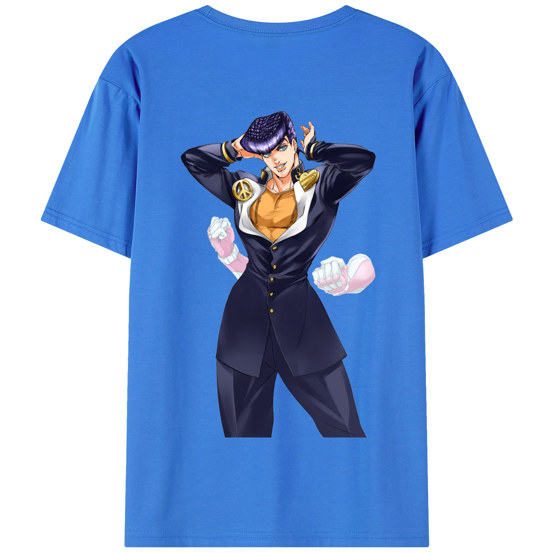 （画像用） ジョジョの奇妙な冒険 ひがしかた じょうすけ JoJo's Bizarre Adventure Higashikata Josuke 綿100％半袖Tシャツ（背面プリント）
