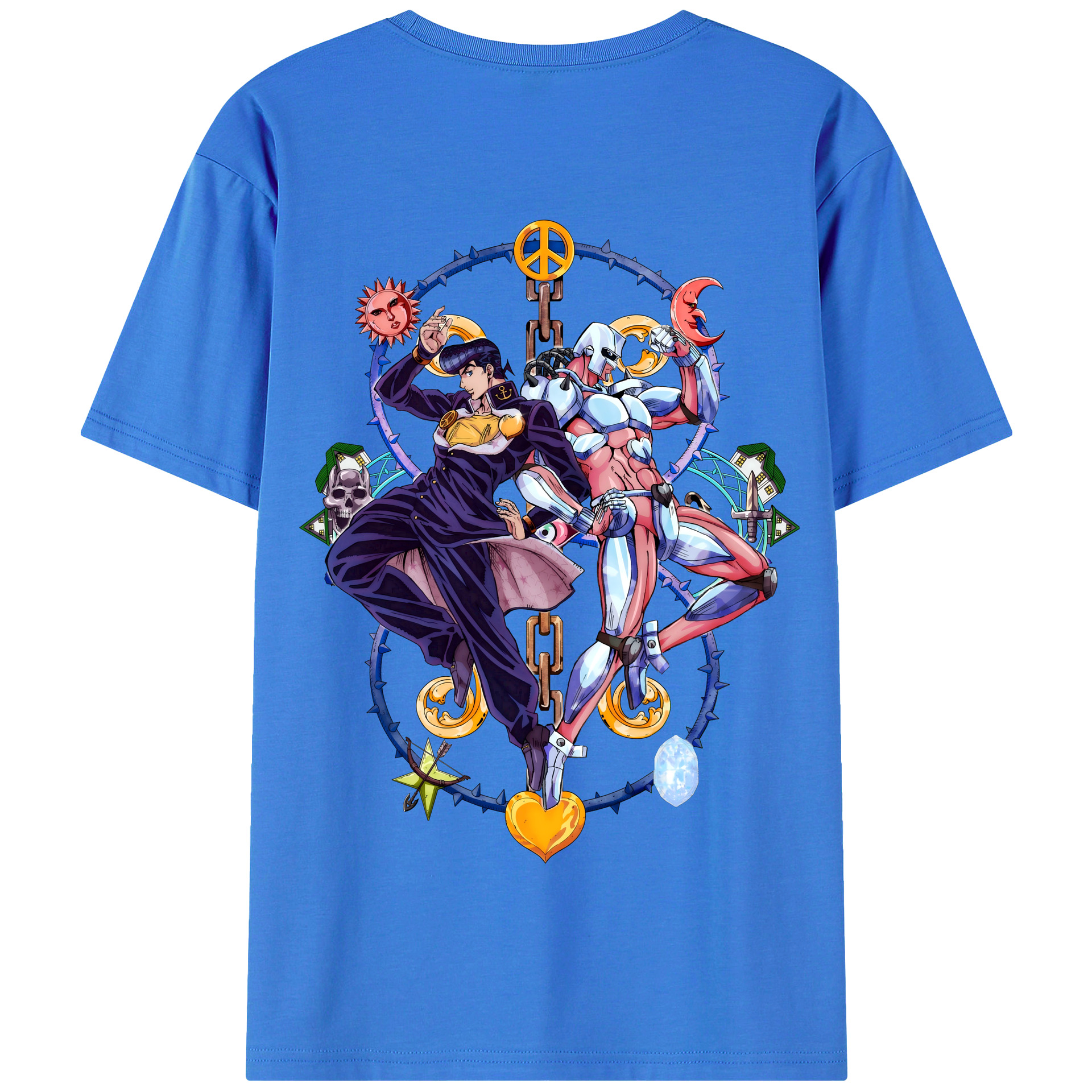（画像用） ジョジョの奇妙な冒険 ひがしかた じょうすけ JoJo's Bizarre Adventure Higashikata Josuke 綿100％半袖Tシャツ（背面プリント）
