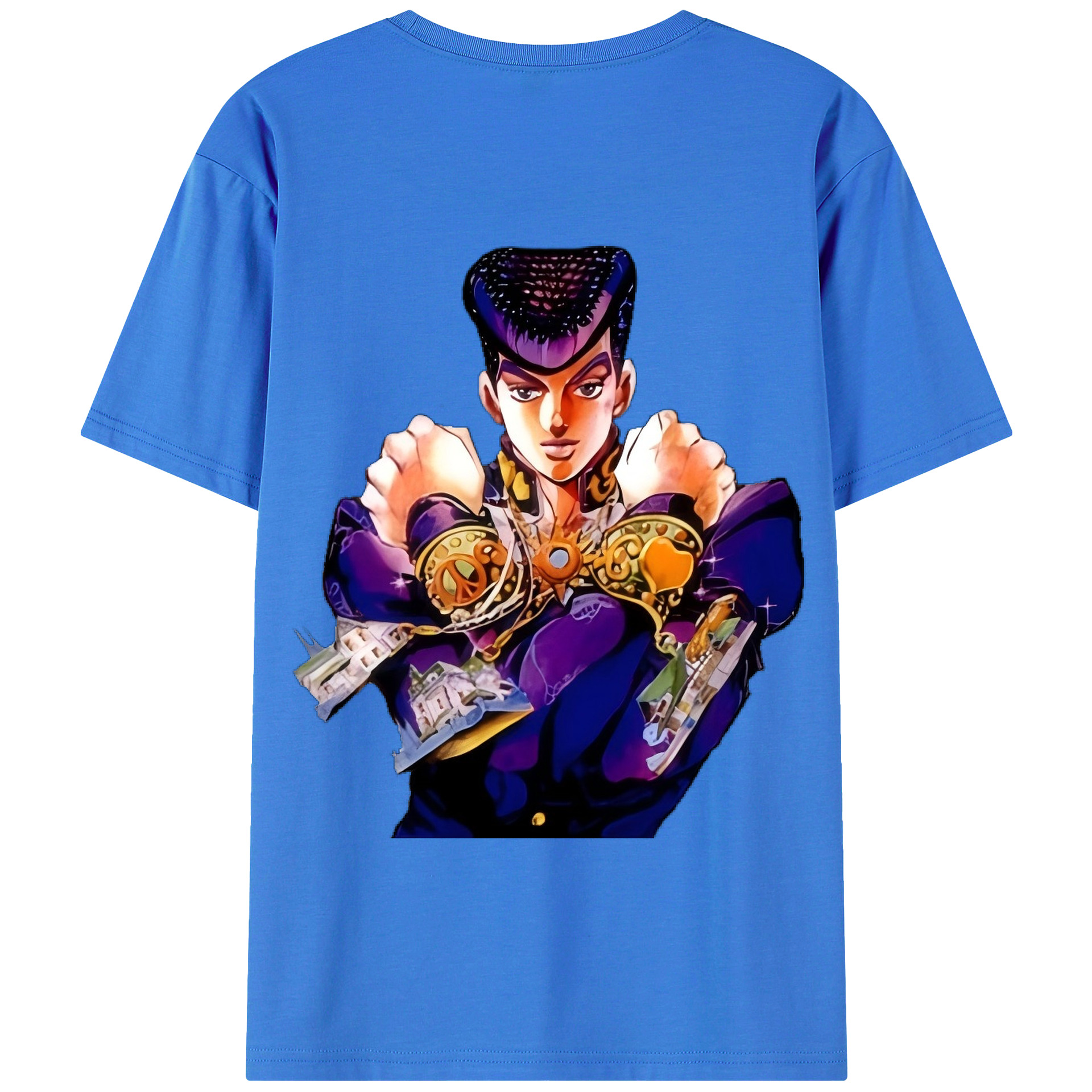 （画像用） ジョジョの奇妙な冒険 ひがしかた じょうすけ JoJo's Bizarre Adventure Higashikata Josuke 綿100％半袖Tシャツ（背面プリント）