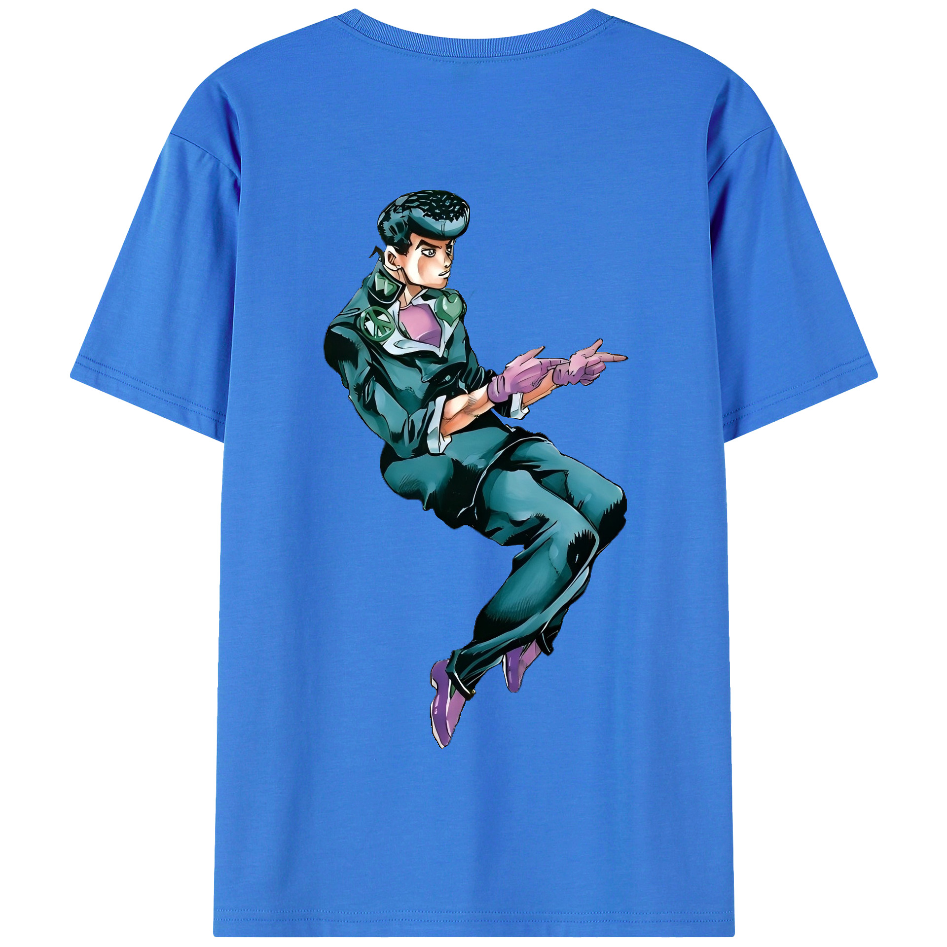 （画像用） ジョジョの奇妙な冒険 ひがしかた じょうすけ JoJo's Bizarre Adventure Higashikata Josuke 綿100％半袖Tシャツ（背面プリント）