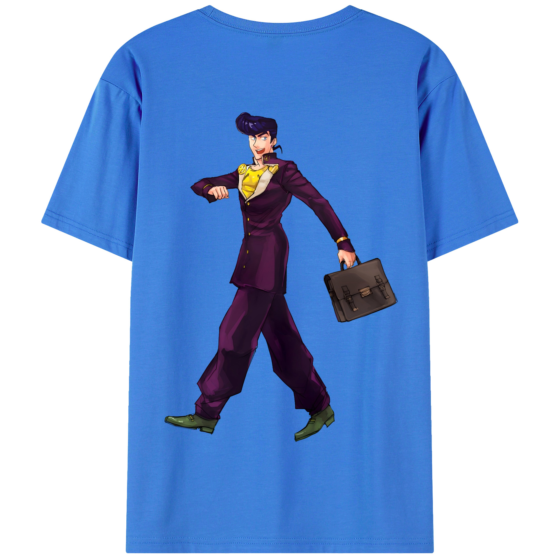 （画像用） ジョジョの奇妙な冒険 ひがしかた じょうすけ JoJo's Bizarre Adventure Higashikata Josuke 綿100％半袖Tシャツ（背面プリント）