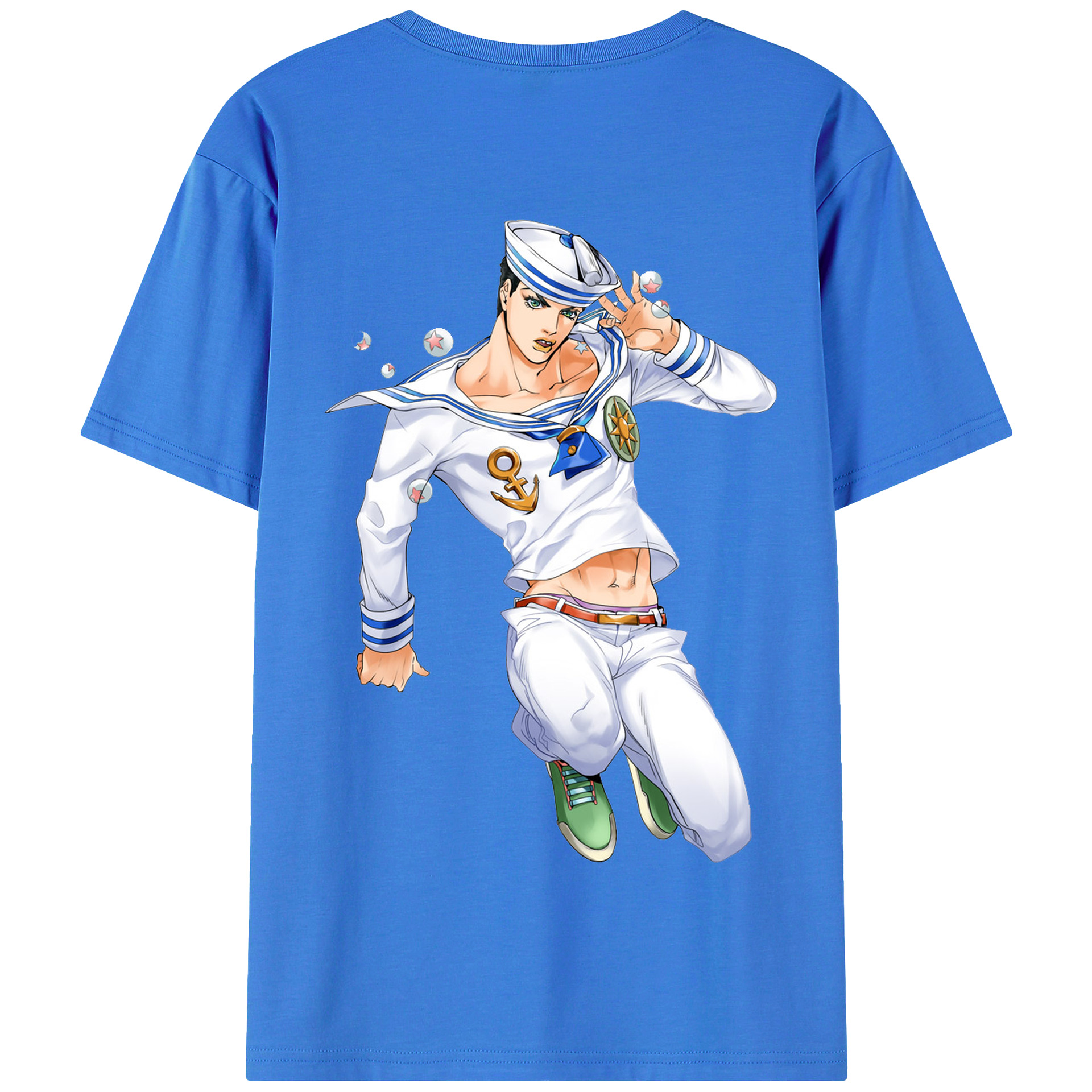 （画像用） ジョジョの奇妙な冒険 東方定助 JoJo's Bizarre Adventure Higashikata Josuke 綿100％半袖Tシャツ（背面プリント）