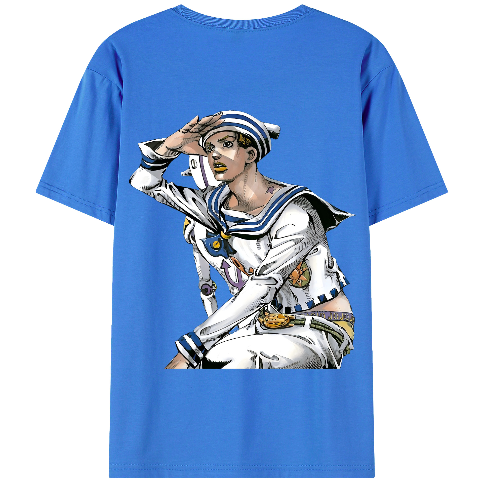 （画像用） ジョジョの奇妙な冒険 東方定助 JoJo's Bizarre Adventure Higashikata Josuke 綿100％半袖Tシャツ（背面プリント）