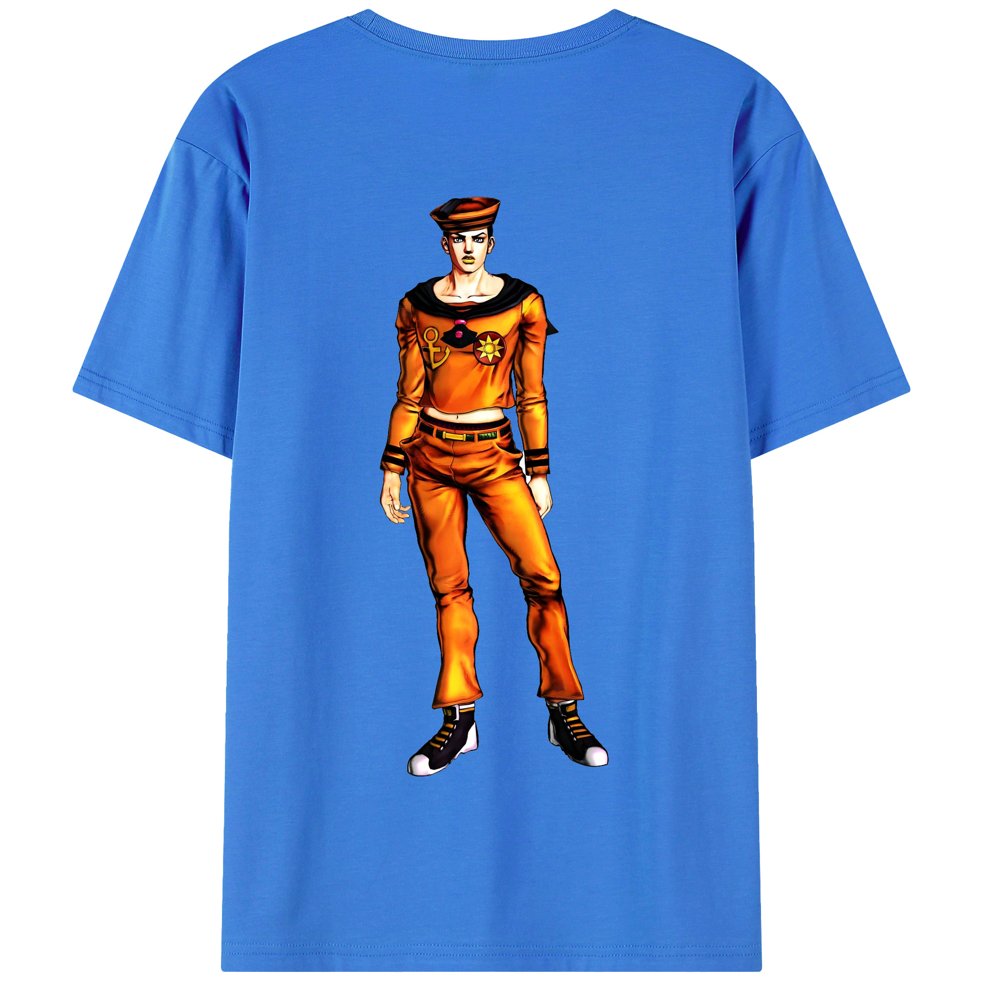 （画像用） ジョジョの奇妙な冒険 東方定助 JoJo's Bizarre Adventure Higashikata Josuke 綿100％半袖Tシャツ（背面プリント）