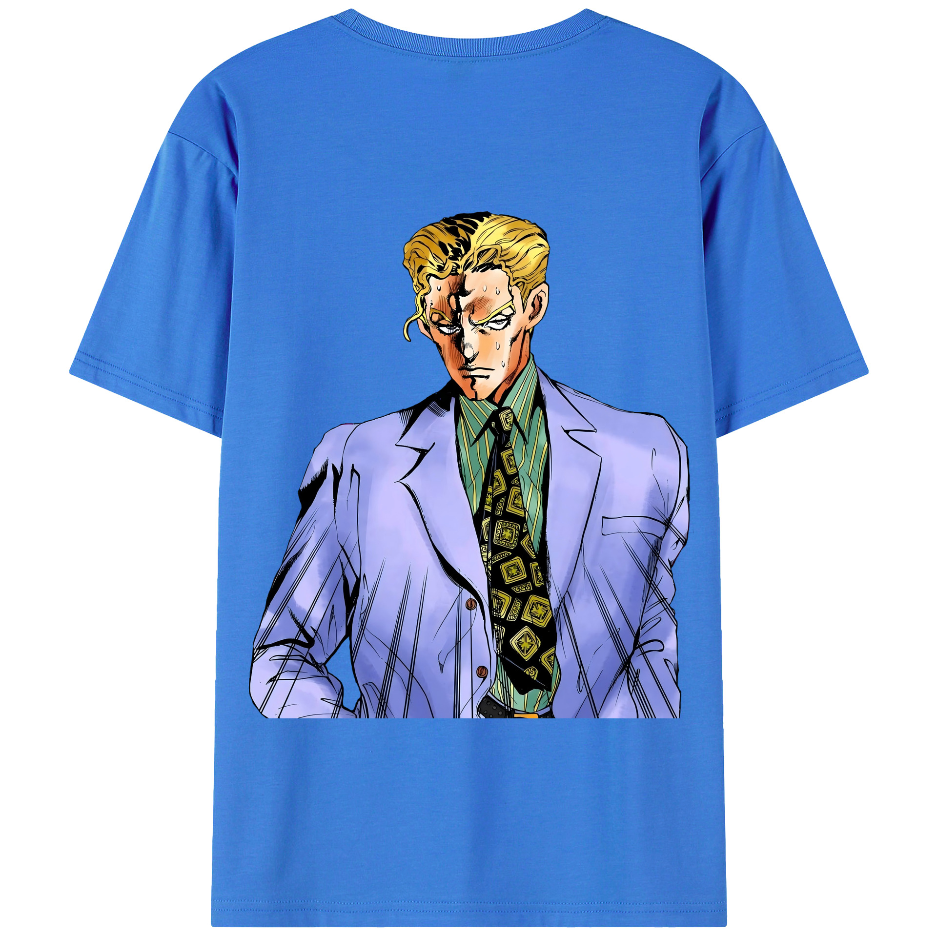 （画像用） ジョジョの奇妙な冒険 きら よしかげ JoJo's Bizarre Adventure Kira Yoshikage 綿100％半袖Tシャツ（背面プリント）