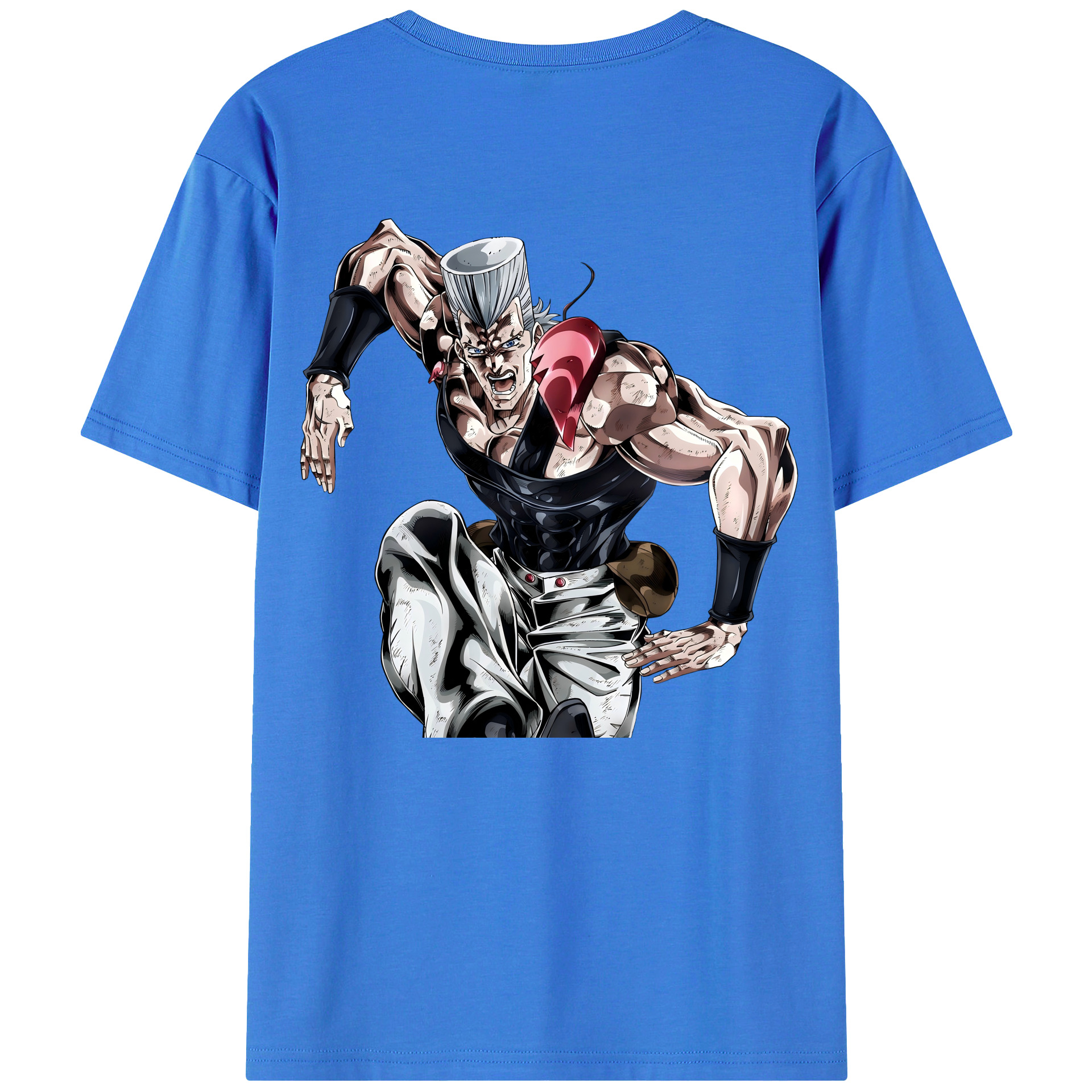 （画像用） ジョジョの奇妙な冒険 ジャン＝ピエール?ポルナレフ JoJo's Bizarre Adventure Jan Pierre Polnareff 綿100％半袖Tシャツ（背面プリント）
