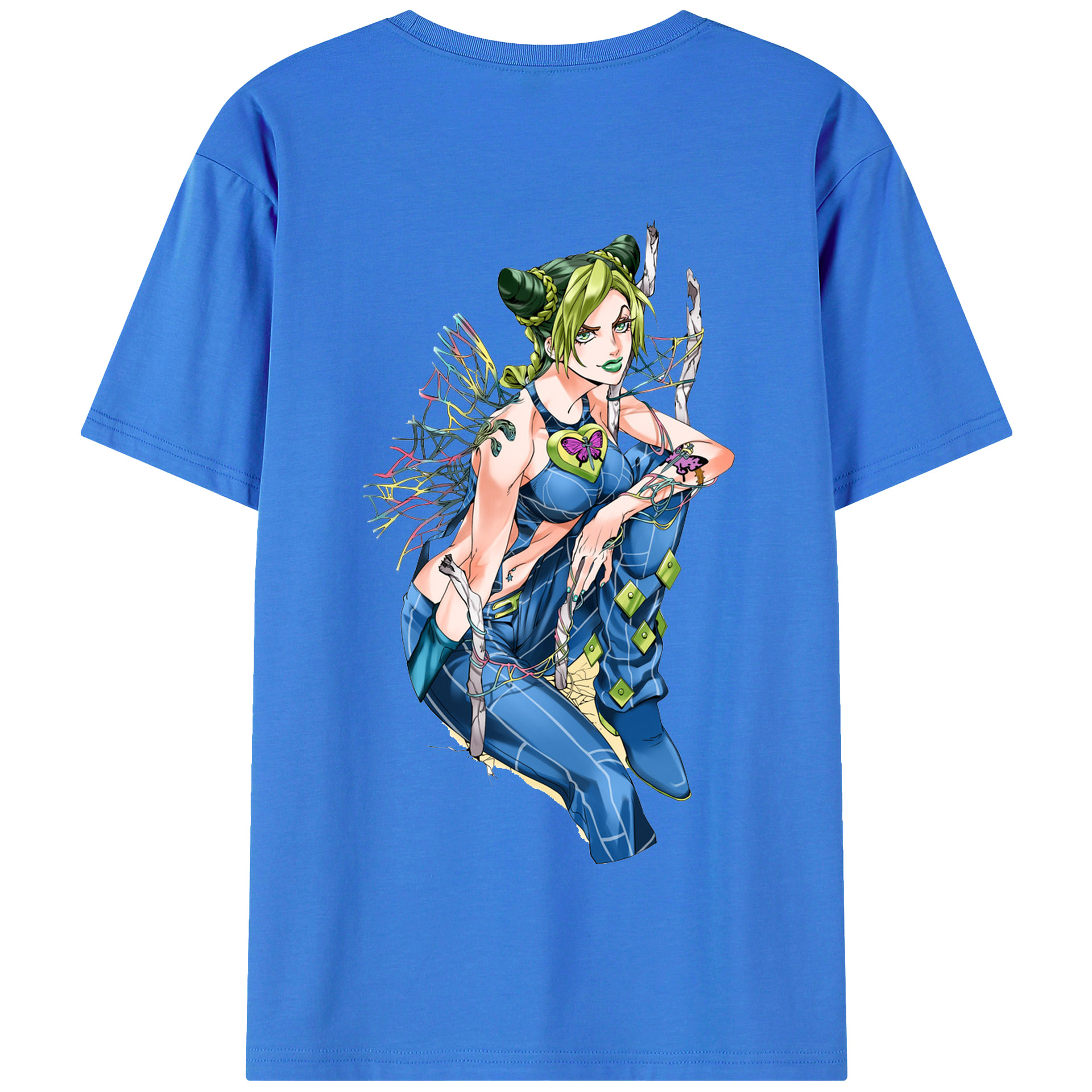 （画像用） "ジョジョの奇妙な冒険 くうじょう ジョリーン JoJo's Bizarre Adventure Jolyne Cujoh " 綿100％半袖Tシャツ（背面プリント）