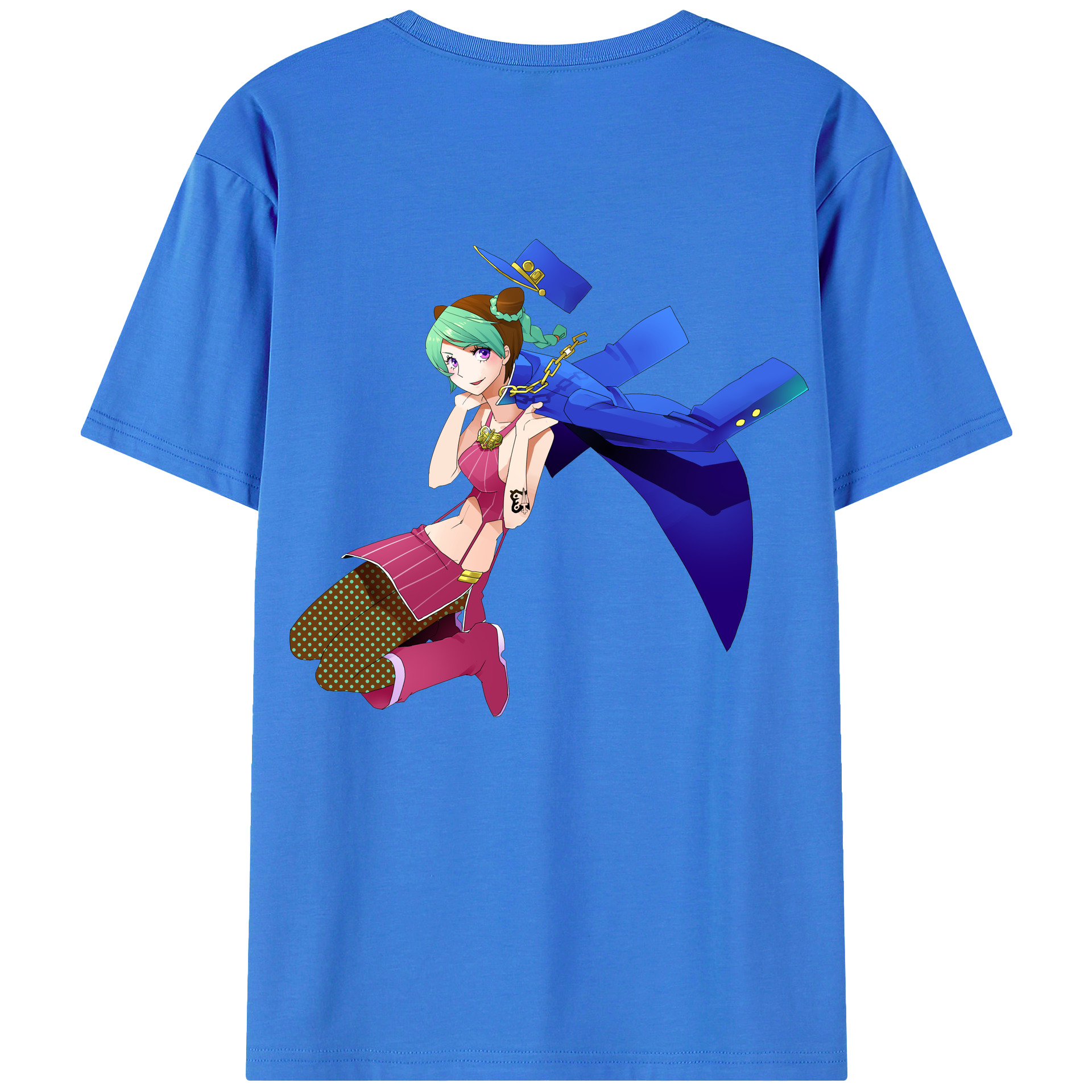 （画像用） "ジョジョの奇妙な冒険 くうじょう ジョリーン JoJo's Bizarre Adventure Jolyne Cujoh " 綿100％半袖Tシャツ（背面プリント）