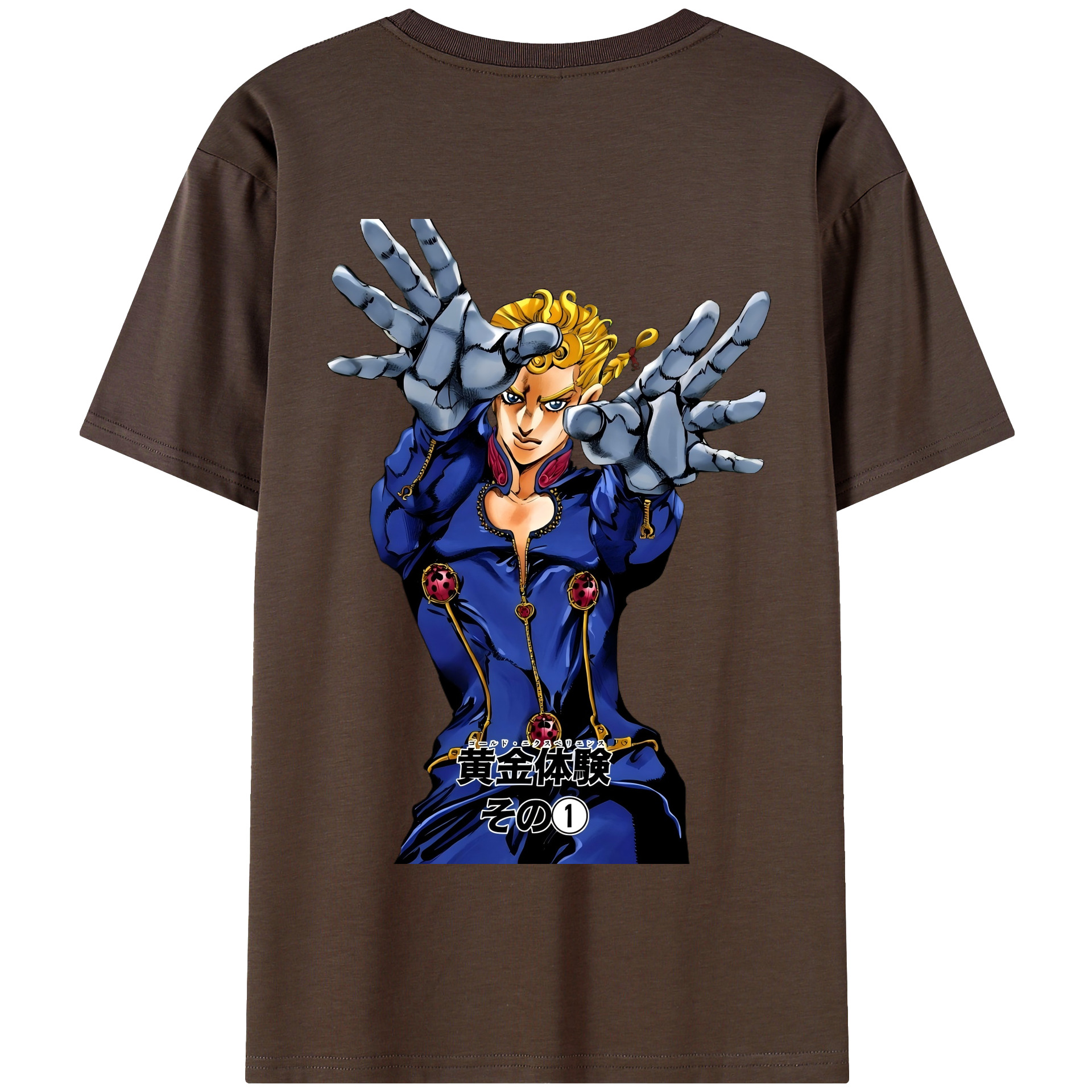 （画像用） ジョジョの奇妙な冒険 ジョルノ?ジョバァーナ JoJo's Bizarre Adventure Giorno Giovanna 綿100％半袖Tシャツ（背面プリント）
