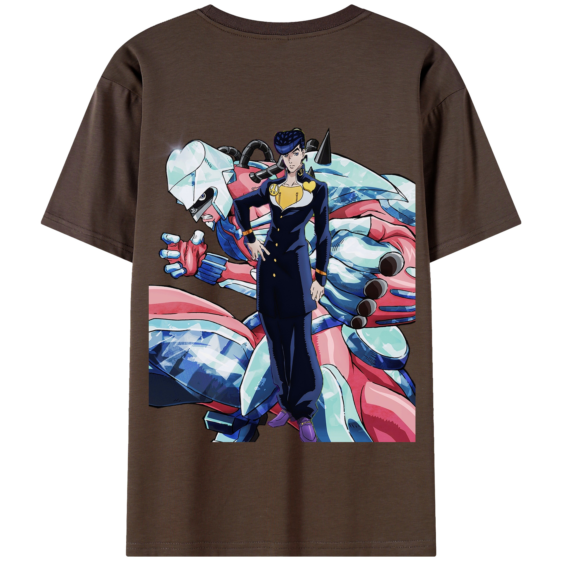 （画像用） ジョジョの奇妙な冒険 ひがしかた じょうすけ JoJo's Bizarre Adventure Higashikata Josuke 綿100％半袖Tシャツ（背面プリント）
