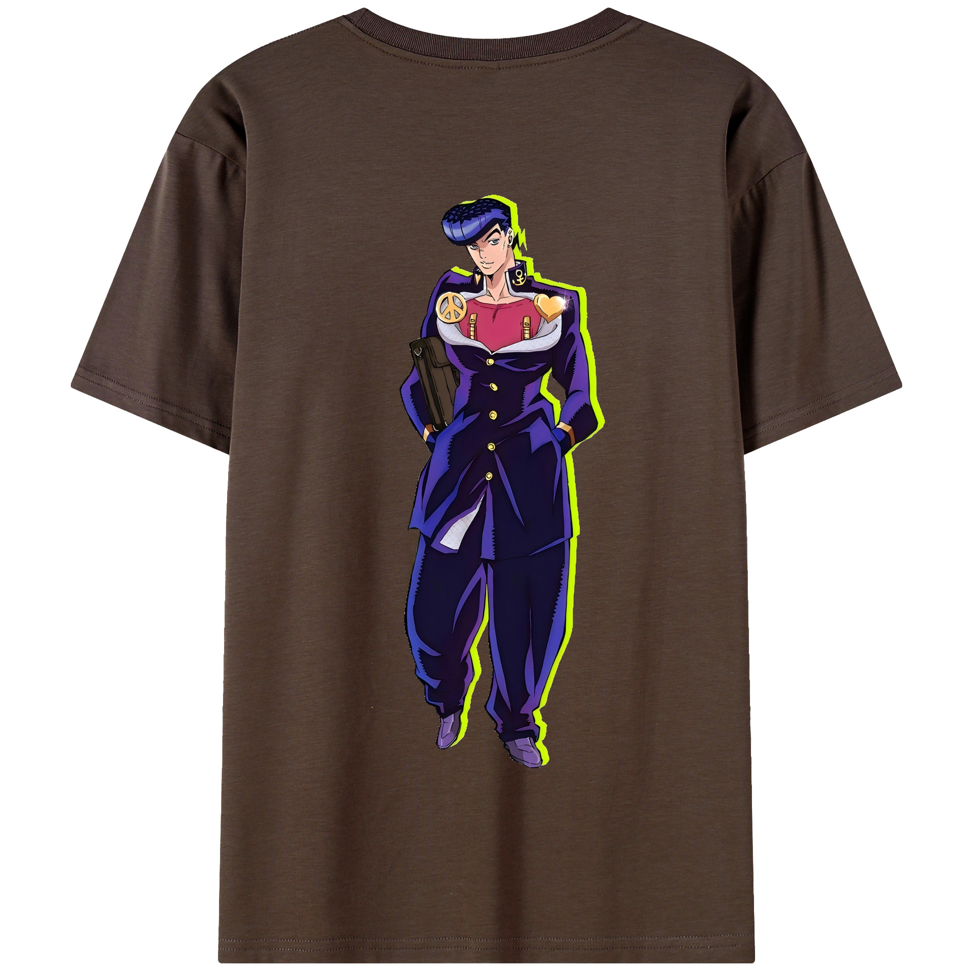 （画像用） ジョジョの奇妙な冒険 ひがしかた じょうすけ JoJo's Bizarre Adventure Higashikata Josuke 綿100％半袖Tシャツ（背面プリント）