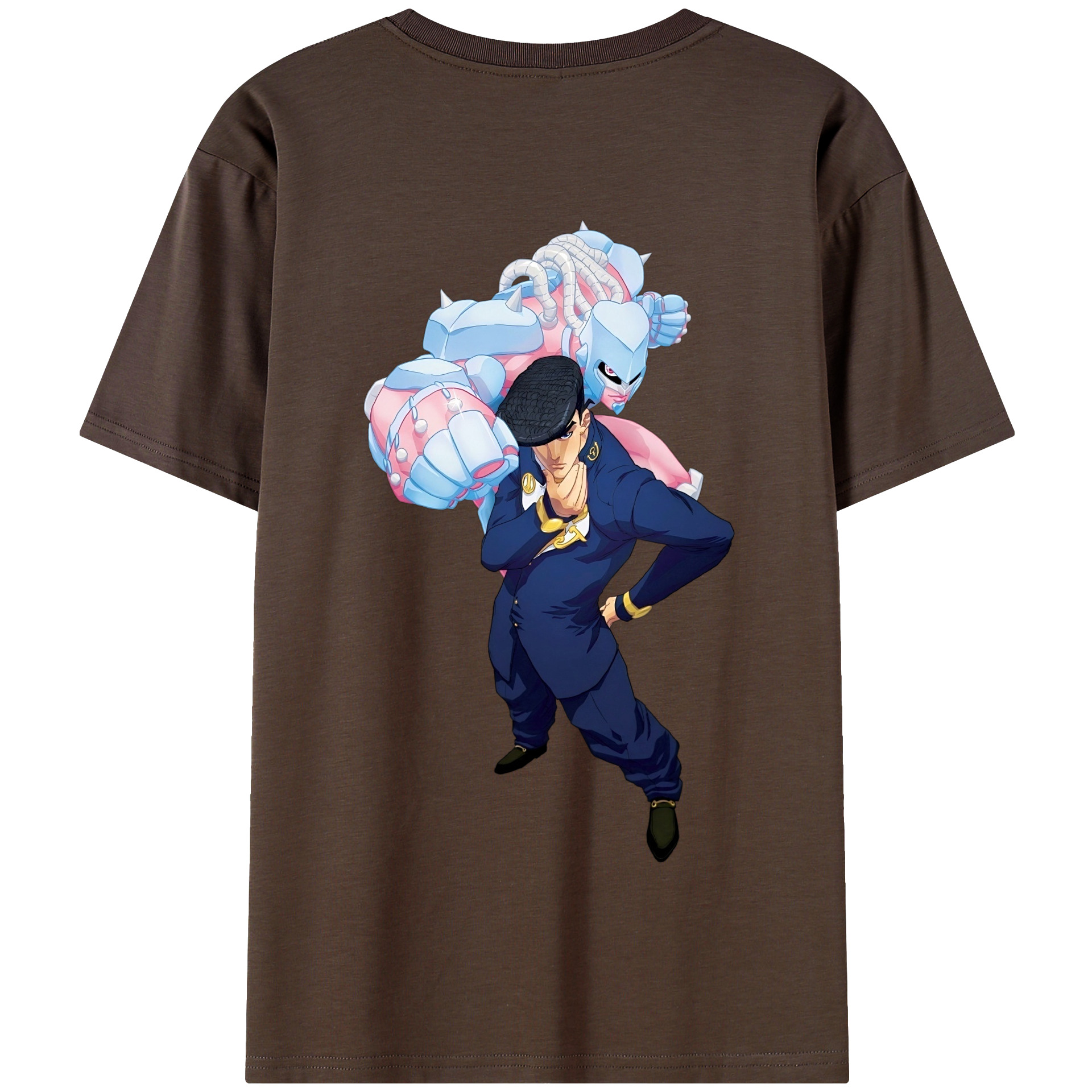 （画像用） ジョジョの奇妙な冒険 ひがしかた じょうすけ JoJo's Bizarre Adventure Higashikata Josuke 綿100％半袖Tシャツ（背面プリント）