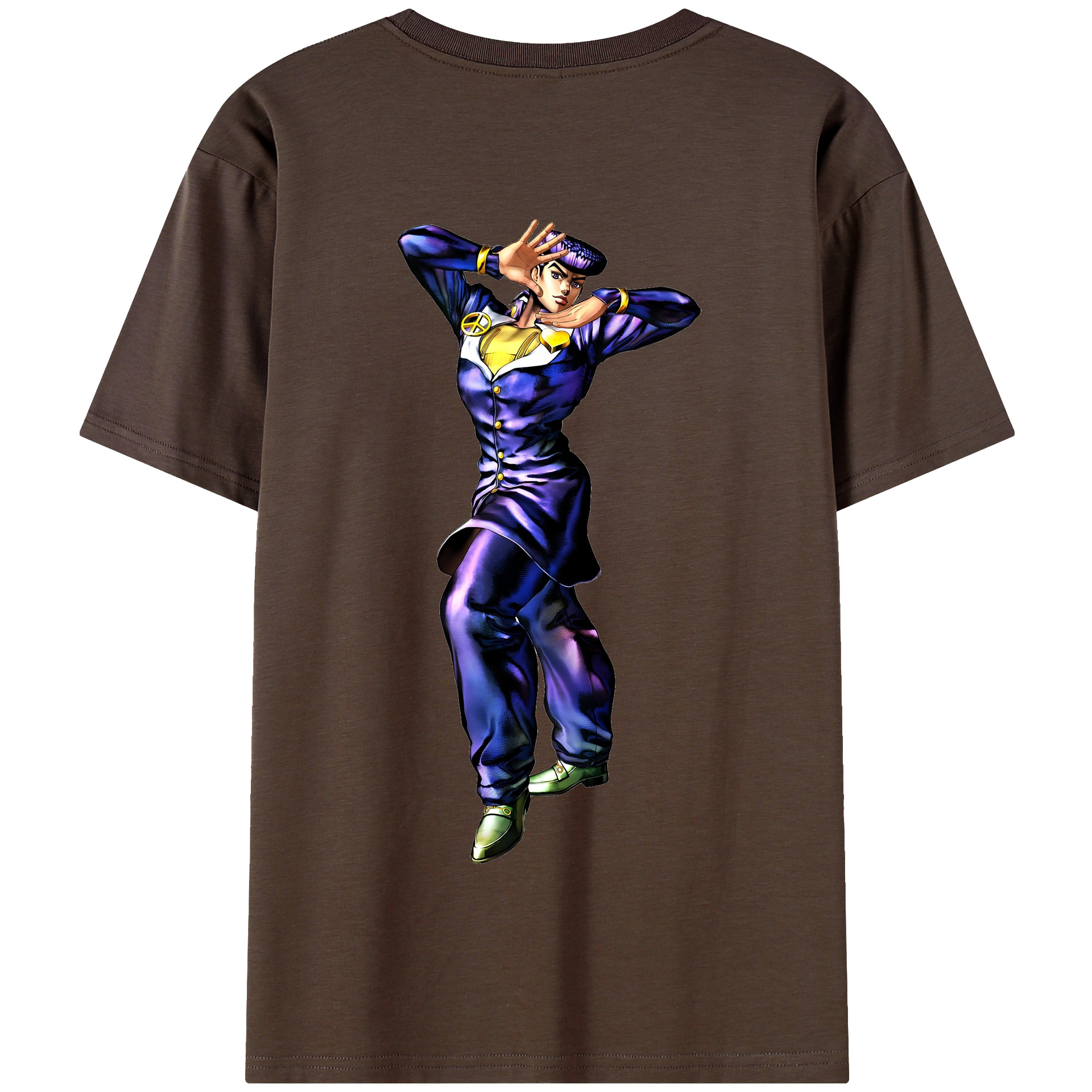 （画像用） ジョジョの奇妙な冒険 ひがしかた じょうすけ JoJo's Bizarre Adventure Higashikata Josuke 綿100％半袖Tシャツ（背面プリント）