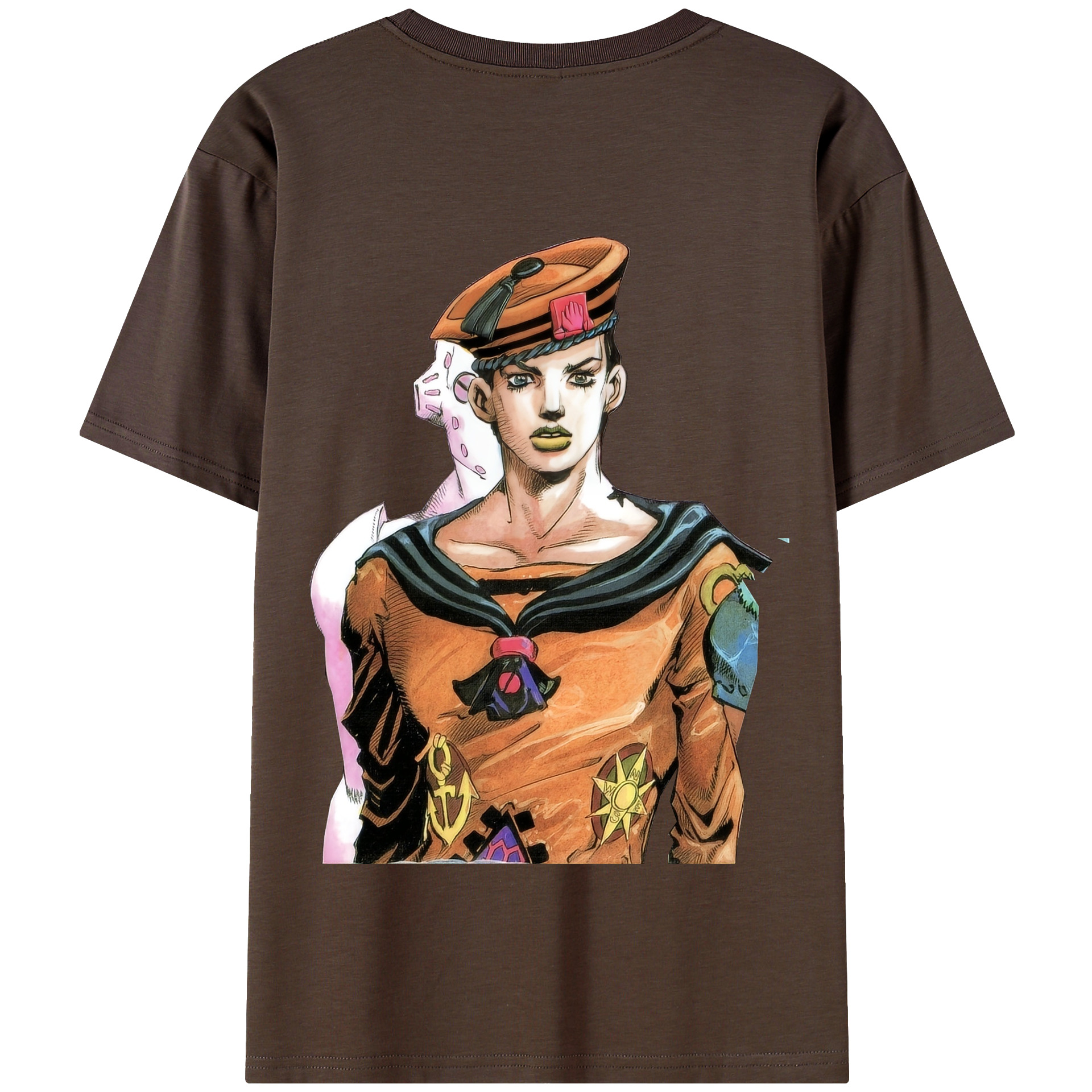 （画像用） ジョジョの奇妙な冒険 東方定助 JoJo's Bizarre Adventure Higashikata Josuke 綿100％半袖Tシャツ（背面プリント）
