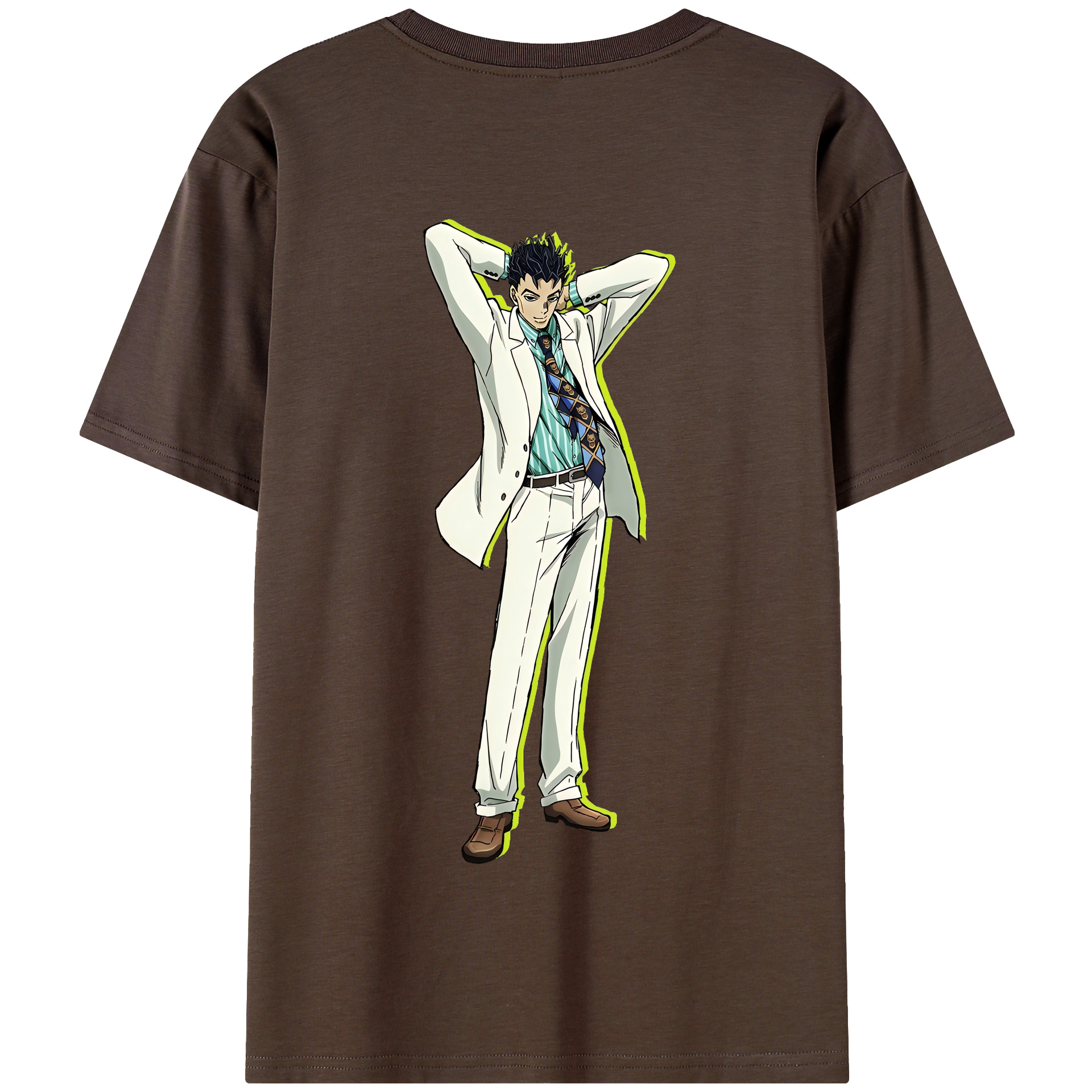（画像用） ジョジョの奇妙な冒険 きら よしかげ JoJo's Bizarre Adventure Kira Yoshikage 綿100％半袖Tシャツ（背面プリント）