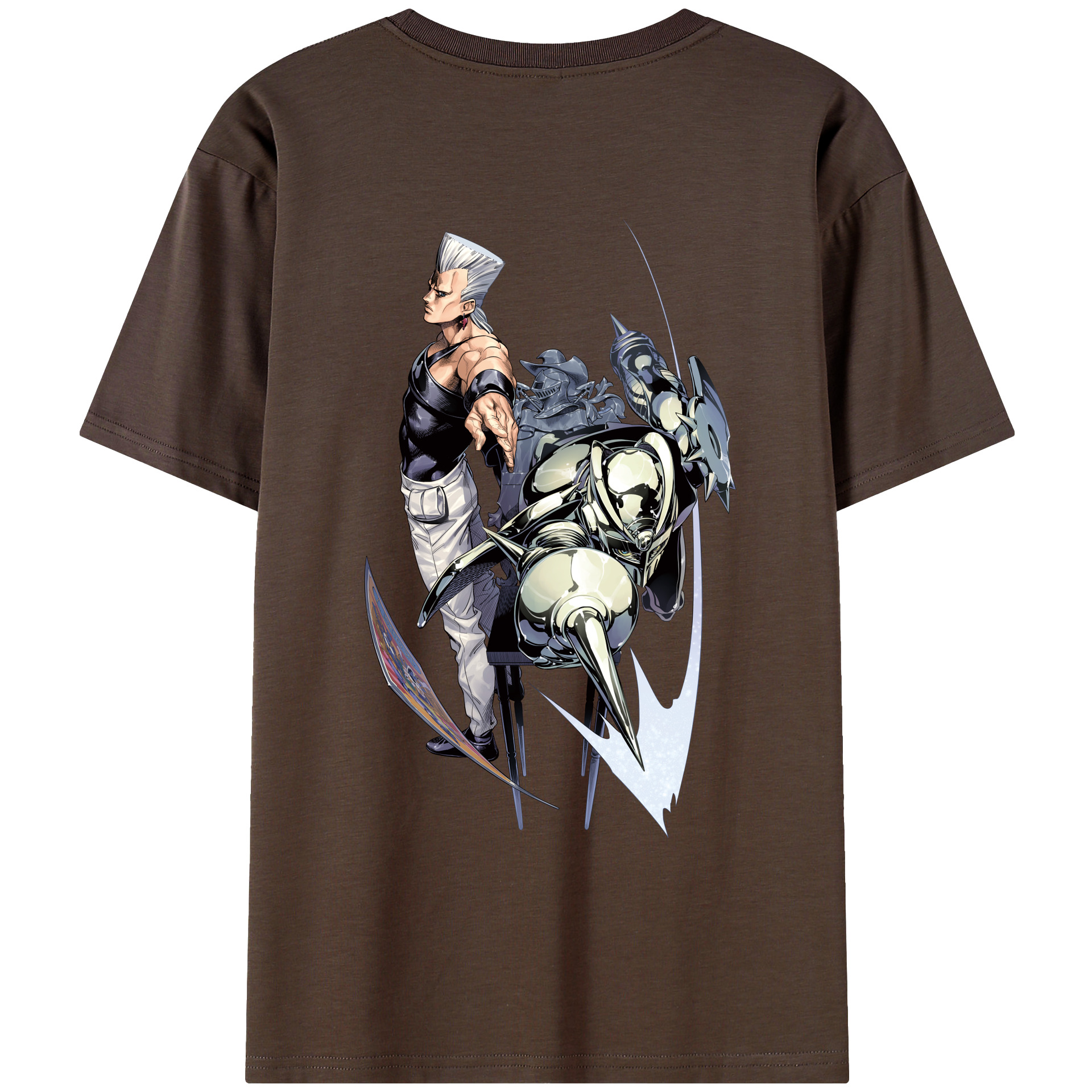 （画像用） ジョジョの奇妙な冒険 ジャン＝ピエール?ポルナレフ JoJo's Bizarre Adventure Jan Pierre Polnareff 綿100％半袖Tシャツ（背面プリント）