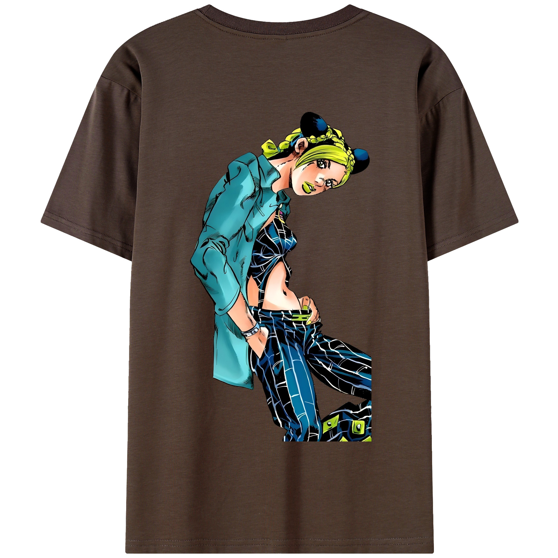 （画像用） "ジョジョの奇妙な冒険 くうじょう ジョリーン JoJo's Bizarre Adventure Jolyne Cujoh " 綿100％半袖Tシャツ（背面プリント）