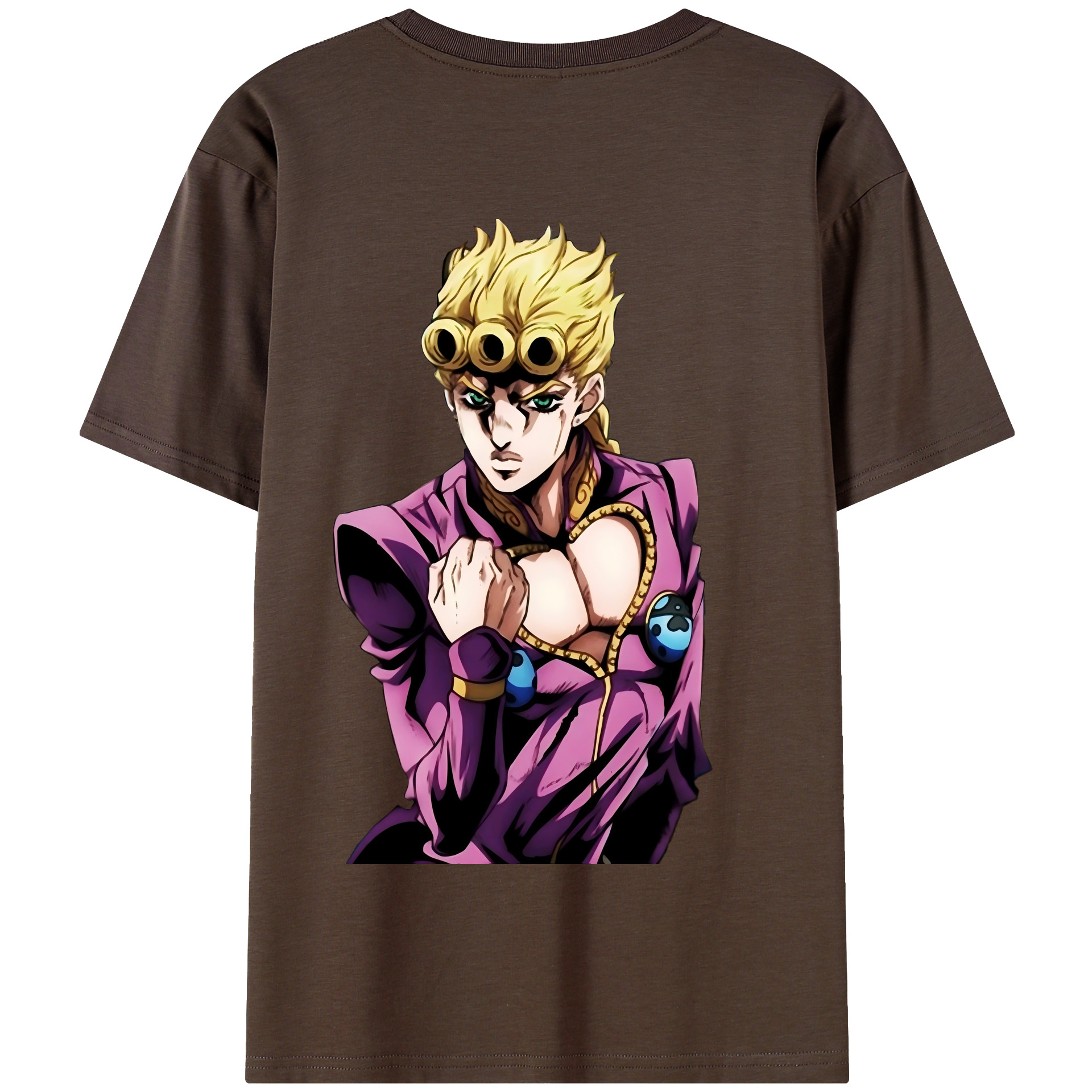 （画像用） ジョジョの奇妙な冒険 ジョルノ?ジョバァーナ JoJo's Bizarre Adventure Giorno Giovanna 綿100％半袖Tシャツ（背面プリント）