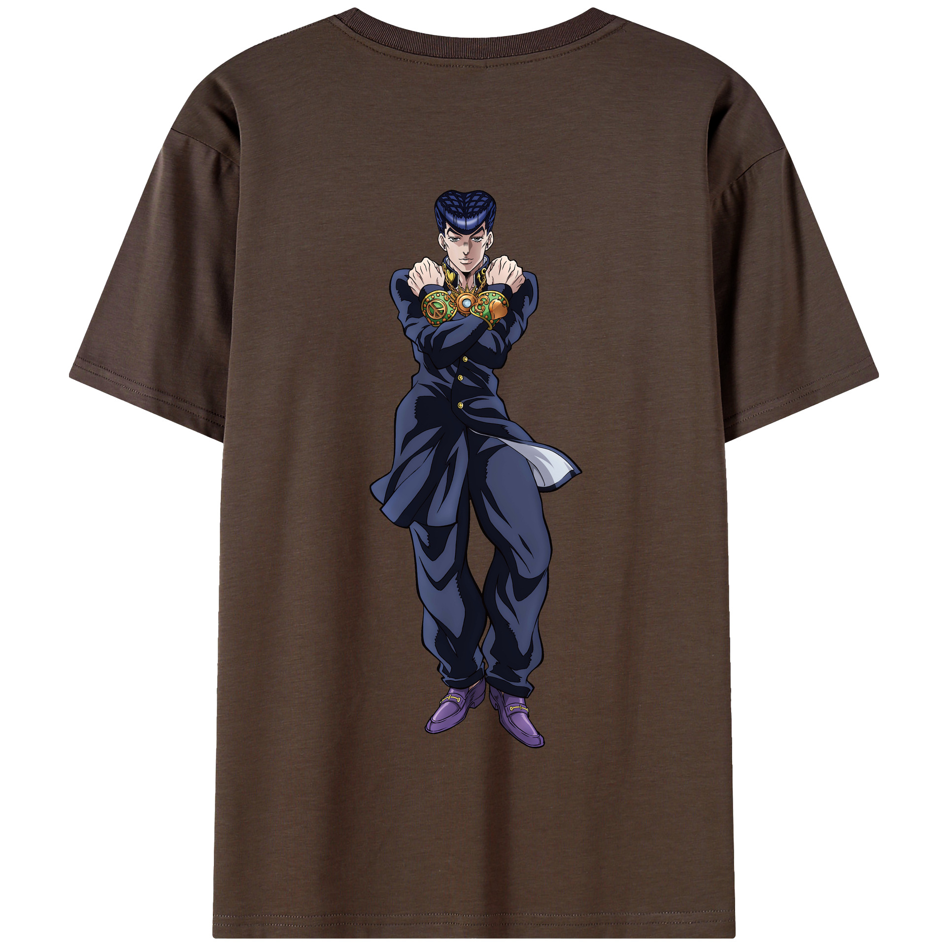 （画像用） ジョジョの奇妙な冒険 ひがしかた じょうすけ JoJo's Bizarre Adventure Higashikata Josuke 綿100％半袖Tシャツ（背面プリント）