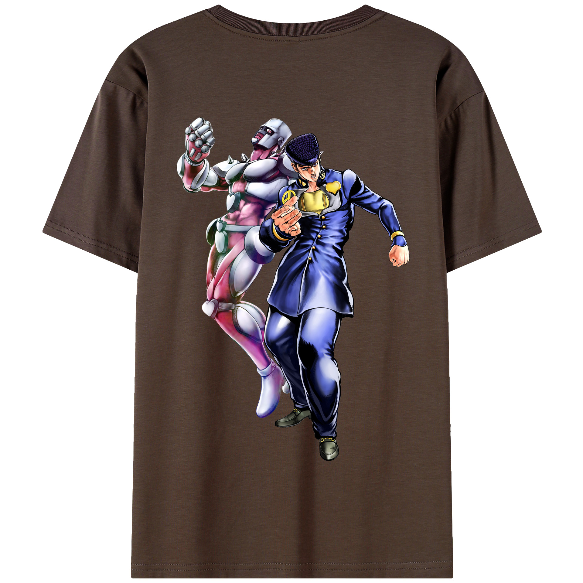 （画像用） ジョジョの奇妙な冒険 ひがしかた じょうすけ JoJo's Bizarre Adventure Higashikata Josuke 綿100％半袖Tシャツ（背面プリント）