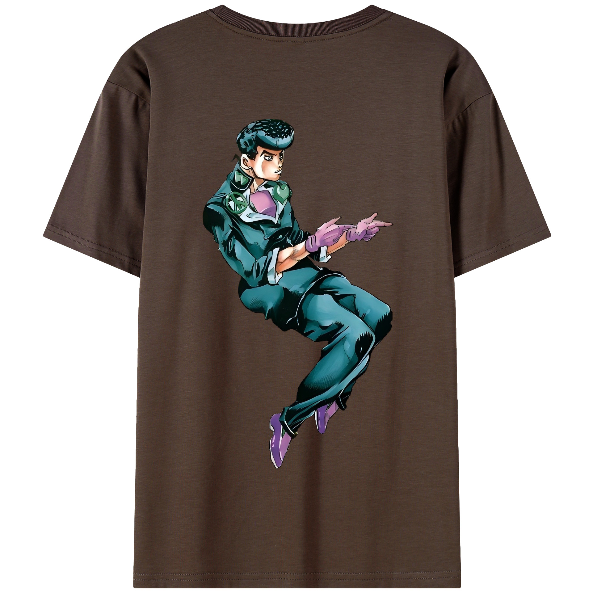 （画像用） ジョジョの奇妙な冒険 ひがしかた じょうすけ JoJo's Bizarre Adventure Higashikata Josuke 綿100％半袖Tシャツ（背面プリント）
