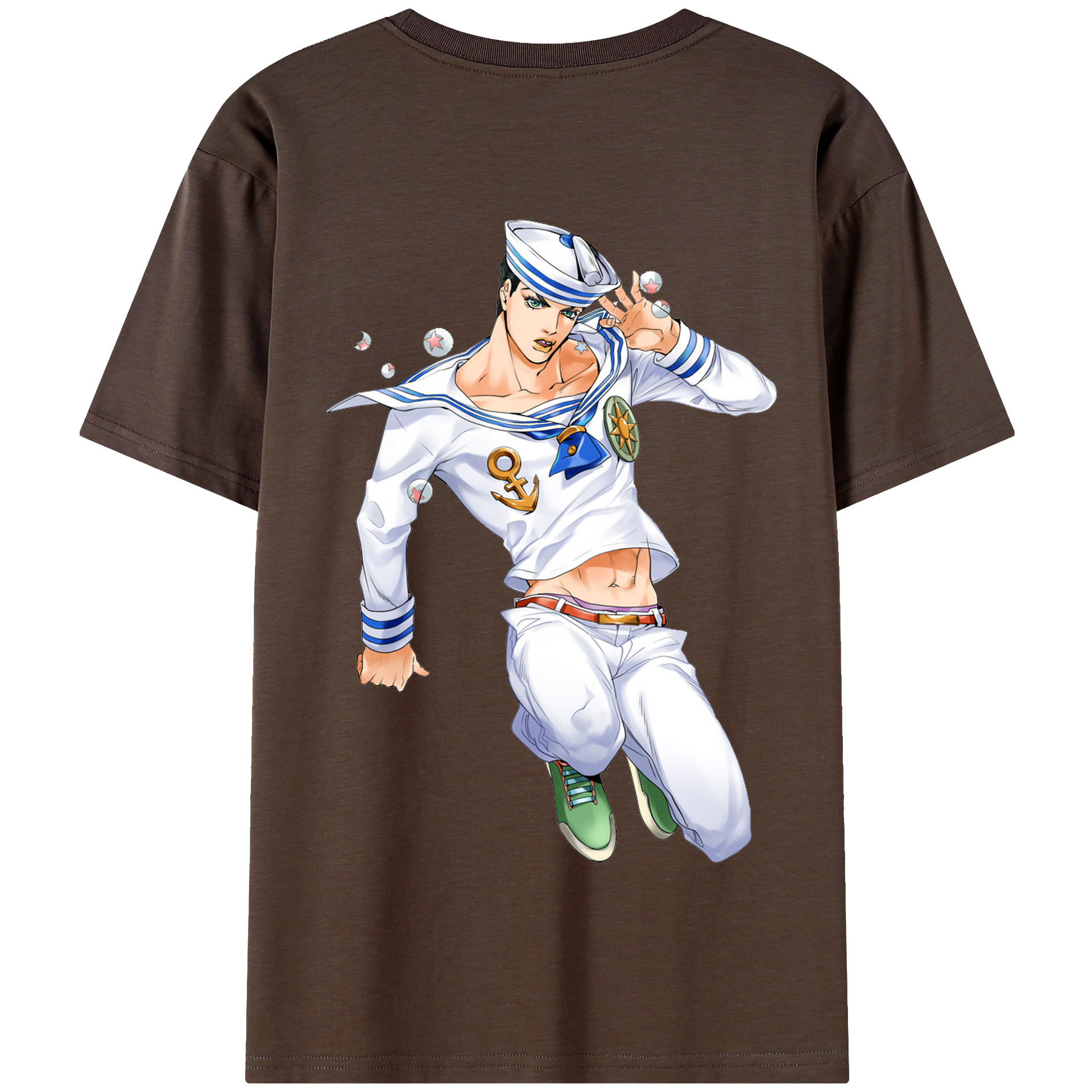 （画像用） ジョジョの奇妙な冒険 東方定助 JoJo's Bizarre Adventure Higashikata Josuke 綿100％半袖Tシャツ（背面プリント）