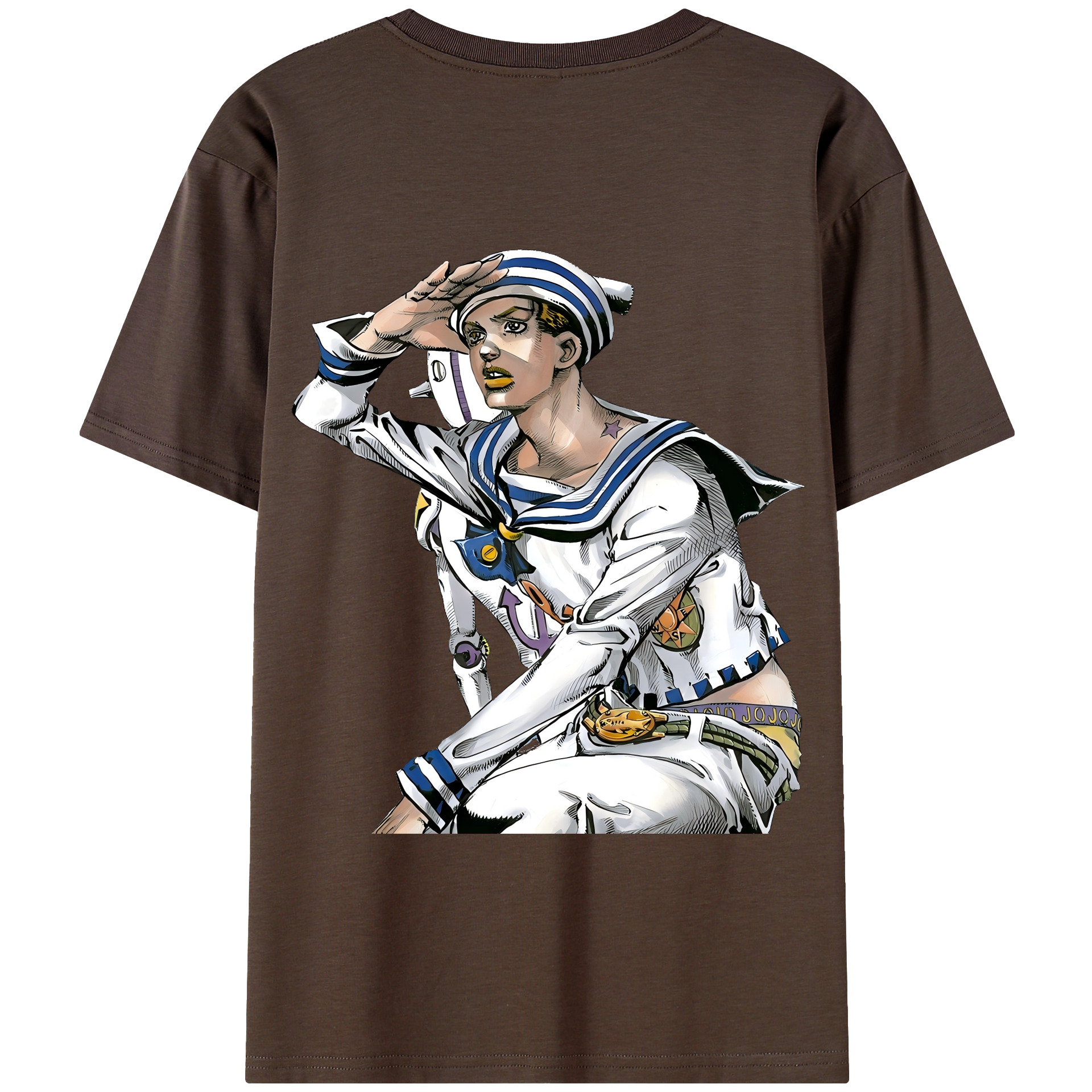 （画像用） ジョジョの奇妙な冒険 東方定助 JoJo's Bizarre Adventure Higashikata Josuke 綿100％半袖Tシャツ（背面プリント）