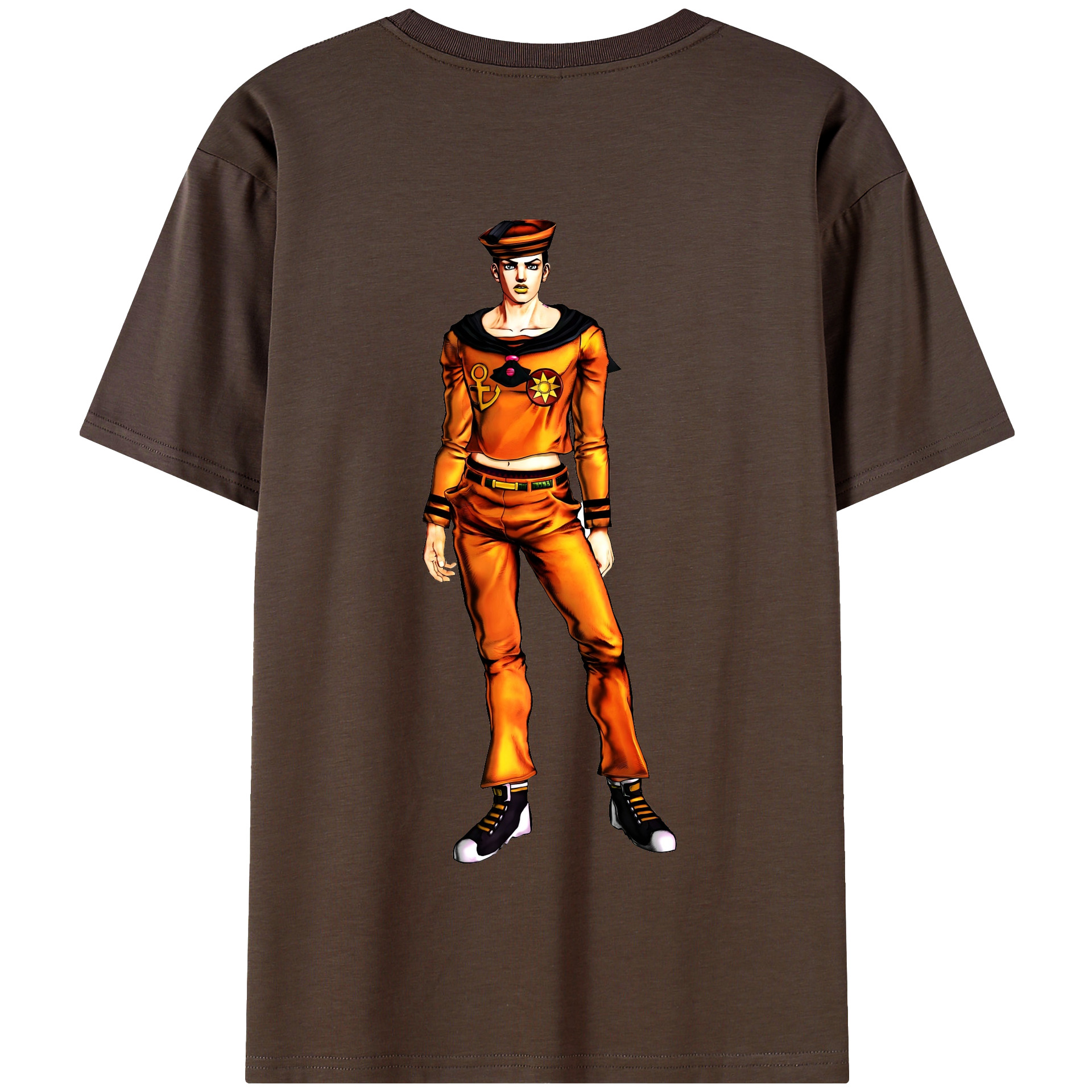 （画像用） ジョジョの奇妙な冒険 東方定助 JoJo's Bizarre Adventure Higashikata Josuke 綿100％半袖Tシャツ（背面プリント）