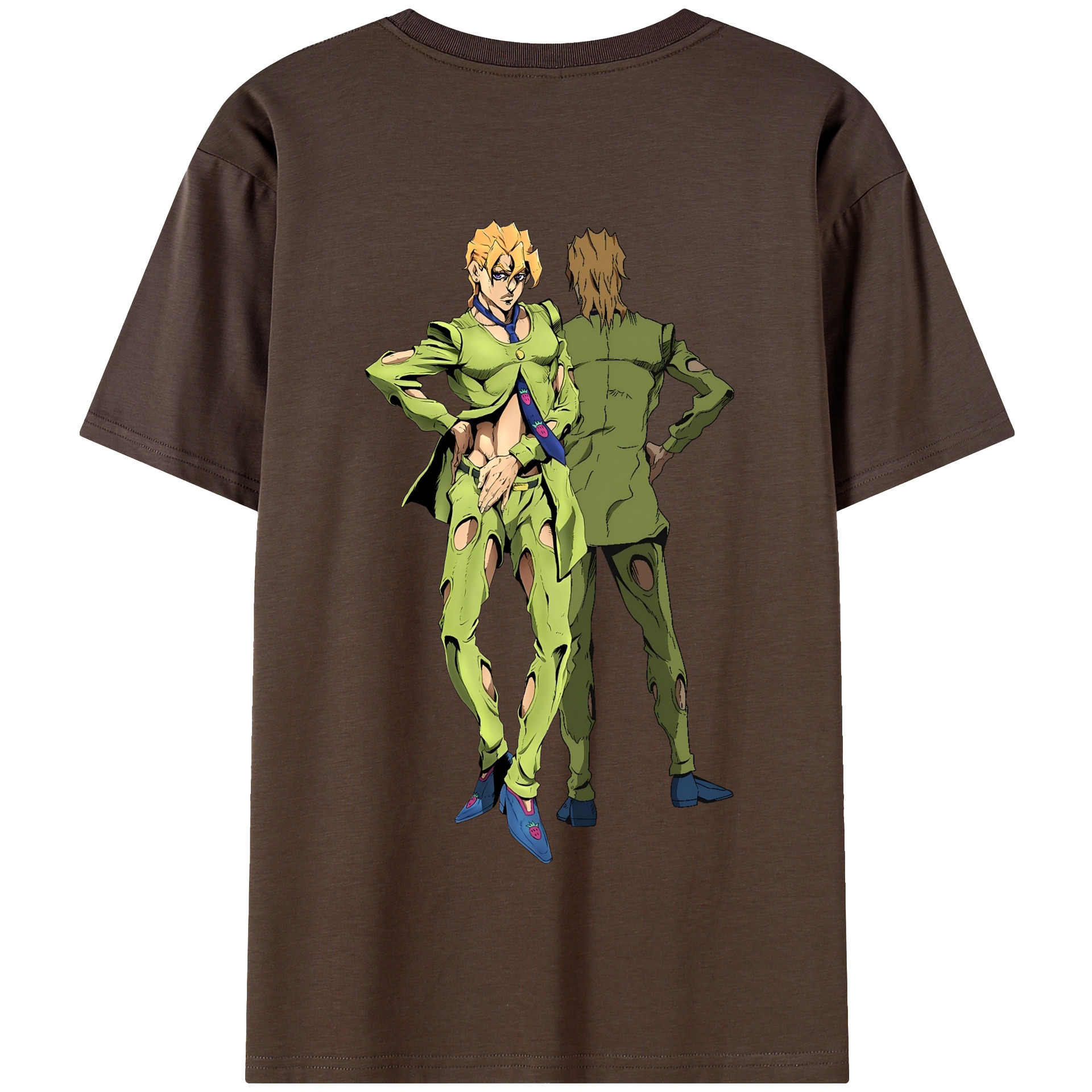 （画像用） ジョジョの奇妙な冒険 パンナコッタ?フー JoJo's Bizarre Adventure Pannacotta Fugo 綿100％半袖Tシャツ（背面プリント）