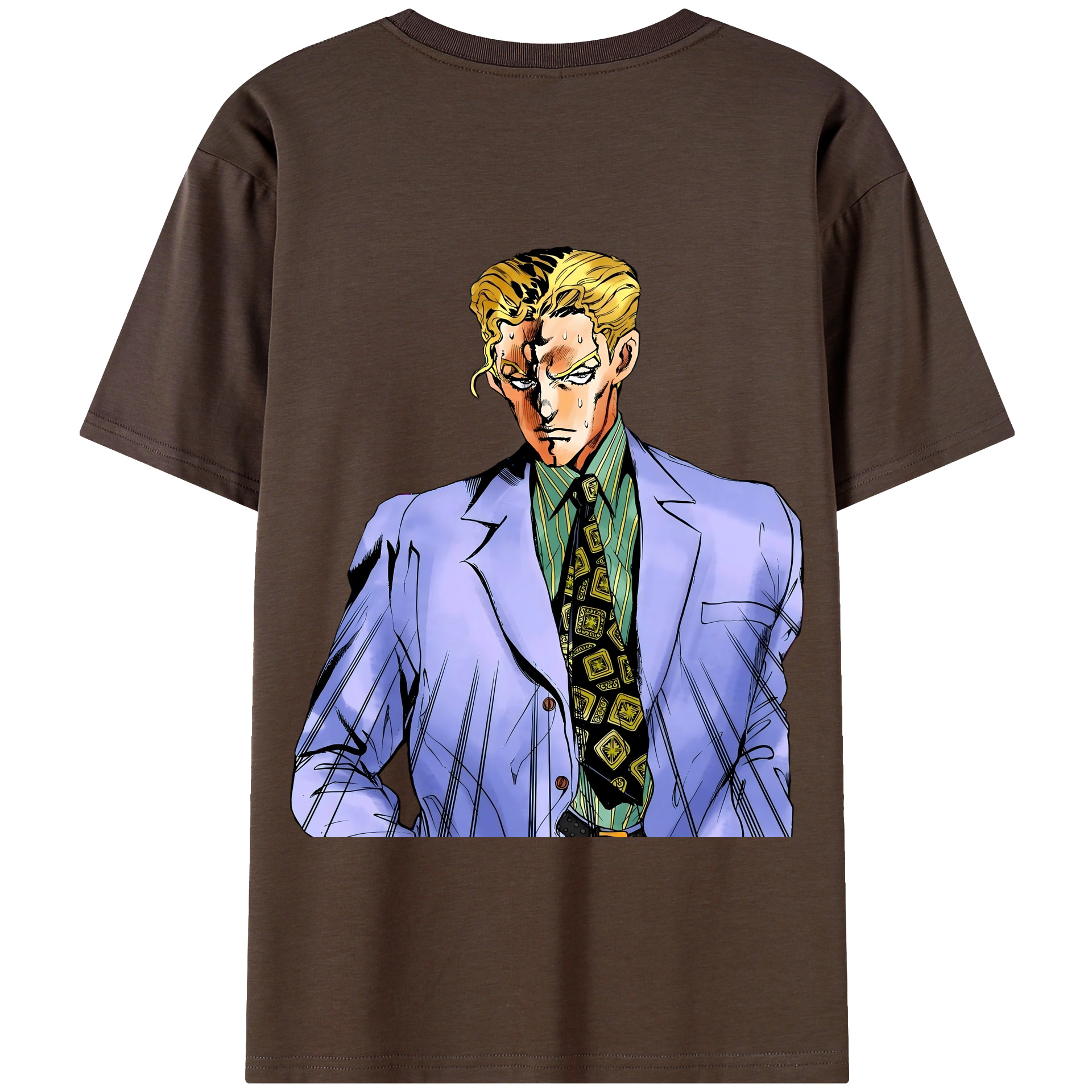 （画像用） ジョジョの奇妙な冒険 きら よしかげ JoJo's Bizarre Adventure Kira Yoshikage 綿100％半袖Tシャツ（背面プリント）