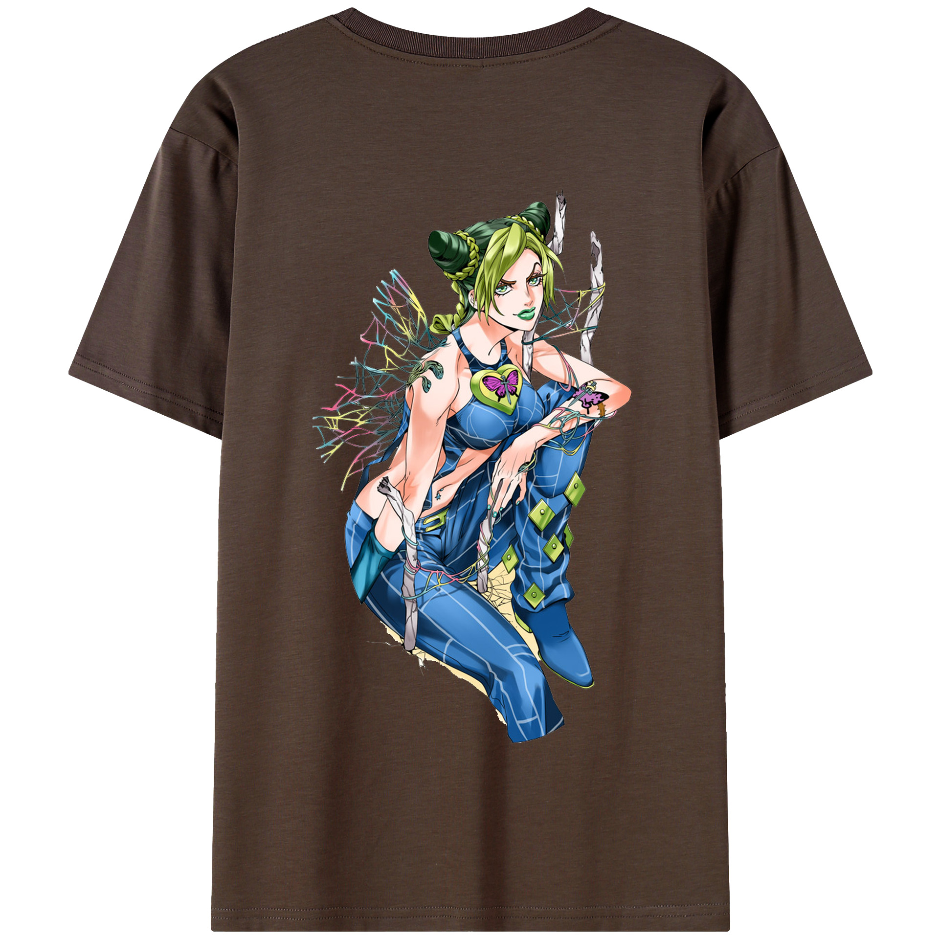 （画像用） "ジョジョの奇妙な冒険 くうじょう ジョリーン JoJo's Bizarre Adventure Jolyne Cujoh " 綿100％半袖Tシャツ（背面プリント）