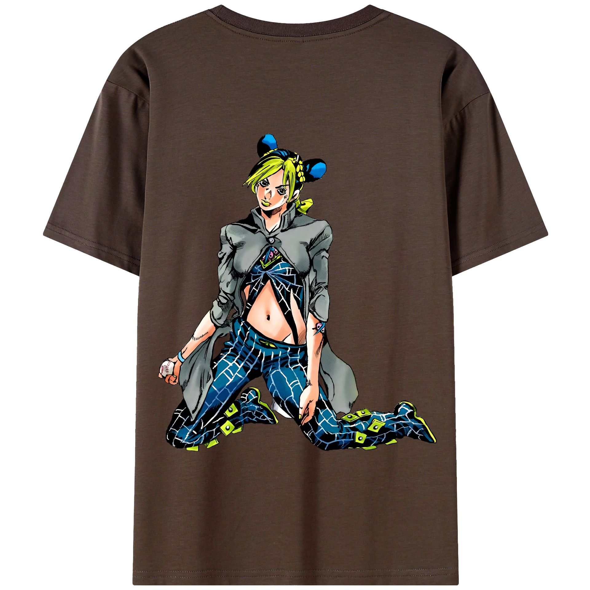 （画像用） "ジョジョの奇妙な冒険 くうじょう ジョリーン JoJo's Bizarre Adventure Jolyne Cujoh " 綿100％半袖Tシャツ（背面プリント）