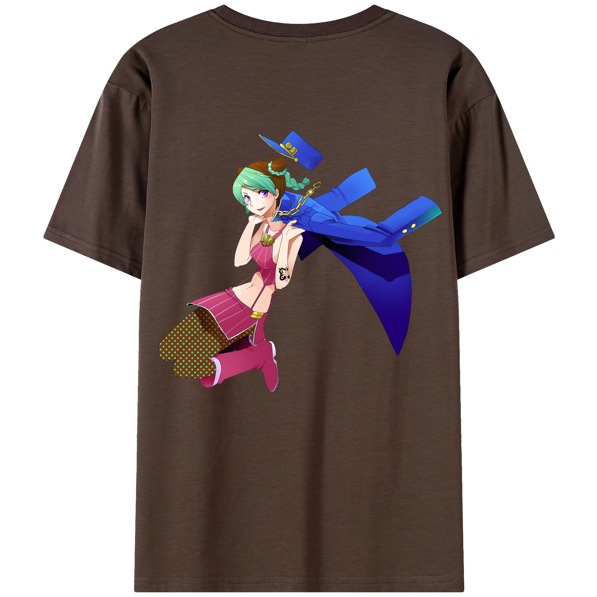 （画像用） "ジョジョの奇妙な冒険 くうじょう ジョリーン JoJo's Bizarre Adventure Jolyne Cujoh " 綿100％半袖Tシャツ（背面プリント）