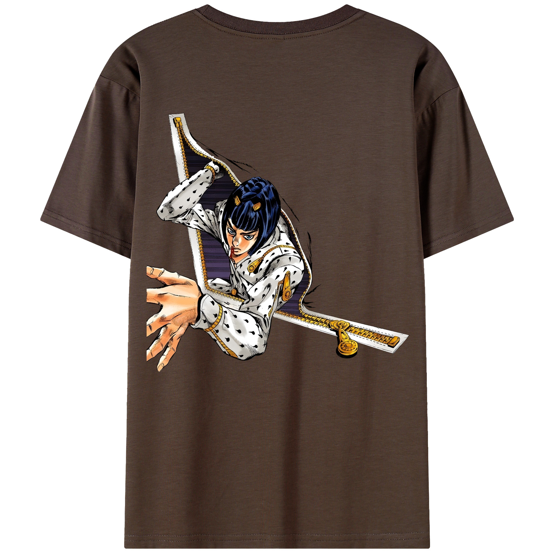 （画像用） ジョジョの奇妙な冒険 ブローノ?ブチャラティ JoJo's Bizarre Adventure Bruno Bucciarati 綿100％半袖Tシャツ（背面プリント）