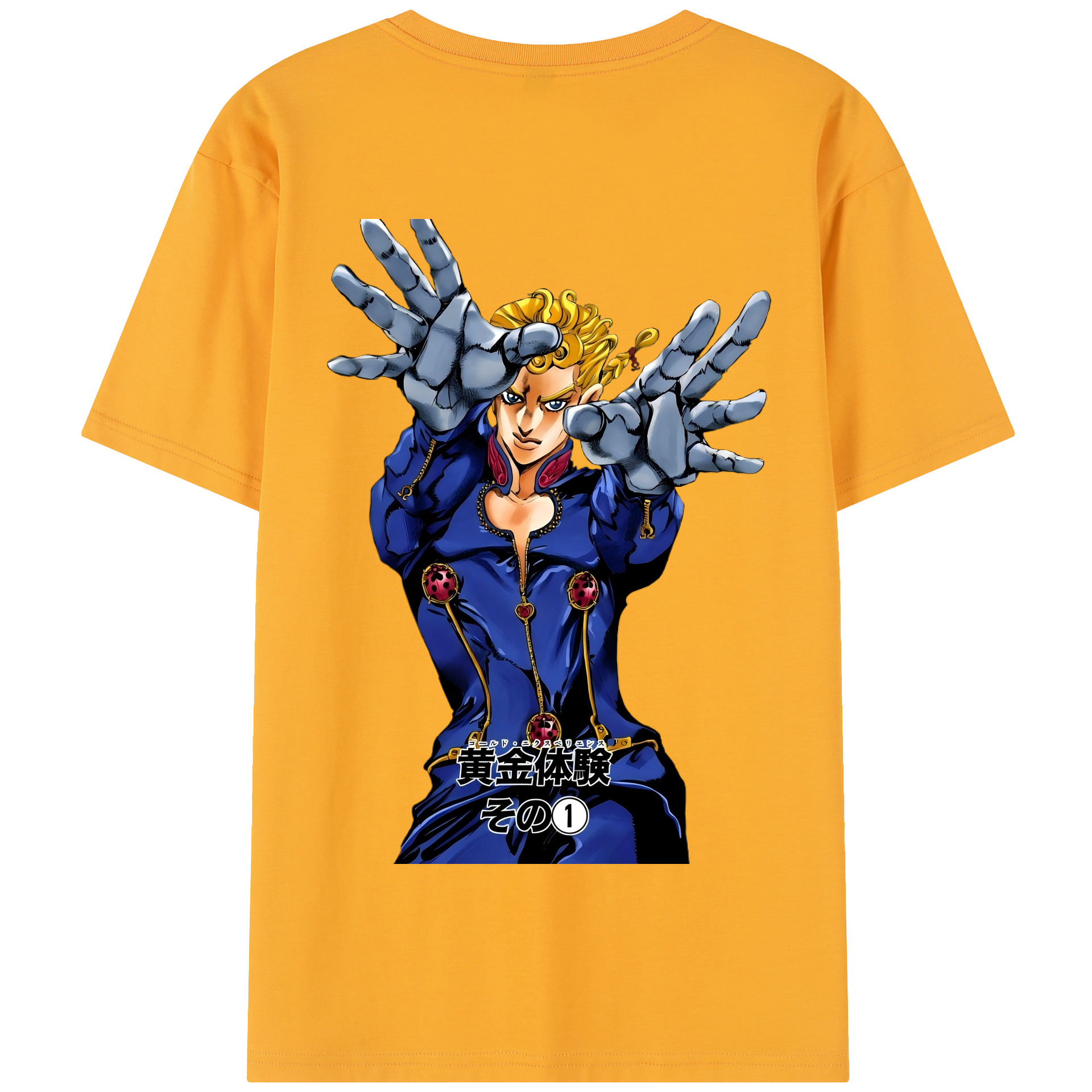 （画像用） ジョジョの奇妙な冒険 ジョルノ?ジョバァーナ JoJo's Bizarre Adventure Giorno Giovanna 綿100％半袖Tシャツ（背面プリント）
