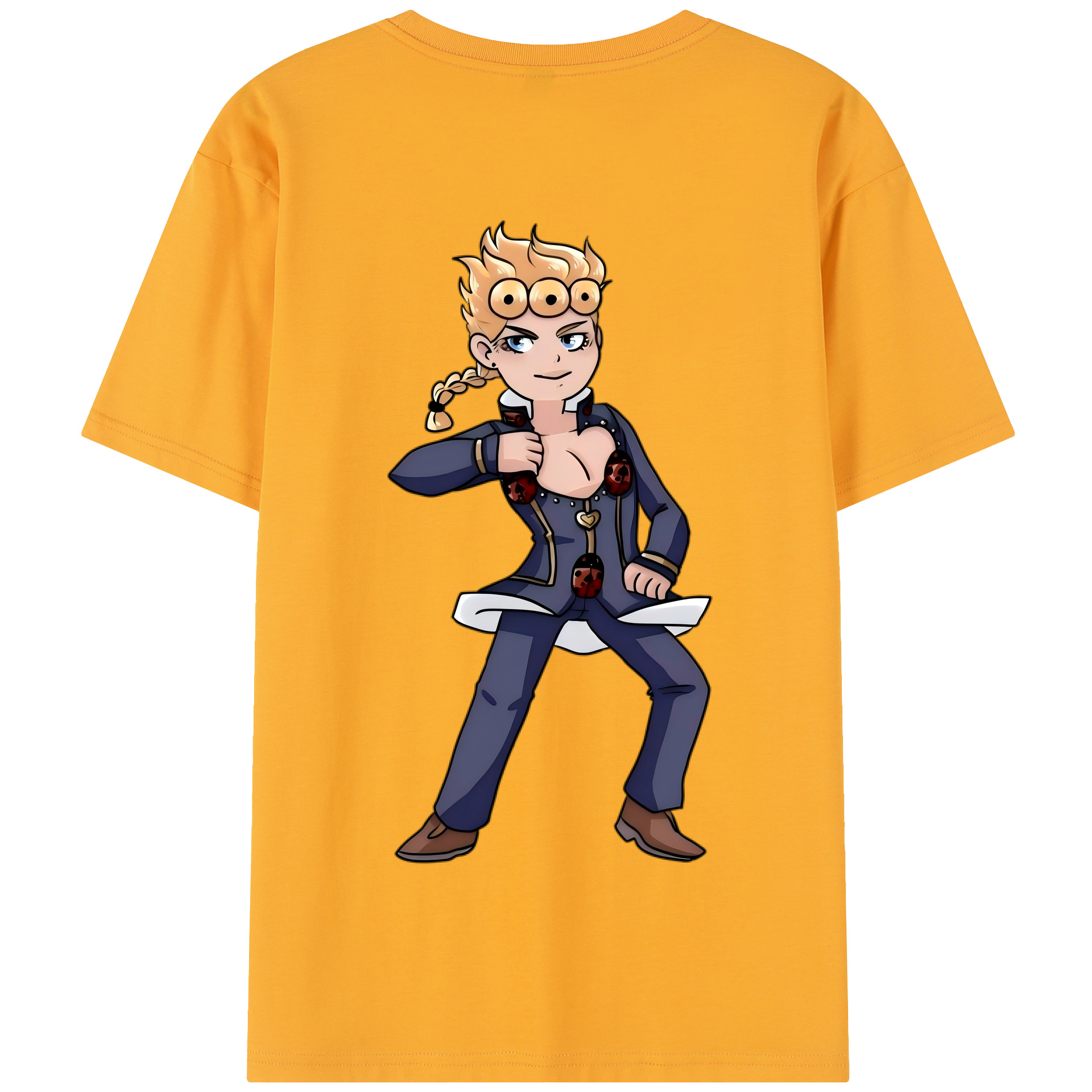 （画像用） ジョジョの奇妙な冒険 ジョルノ?ジョバァーナ JoJo's Bizarre Adventure Giorno Giovanna 綿100％半袖Tシャツ（背面プリント）