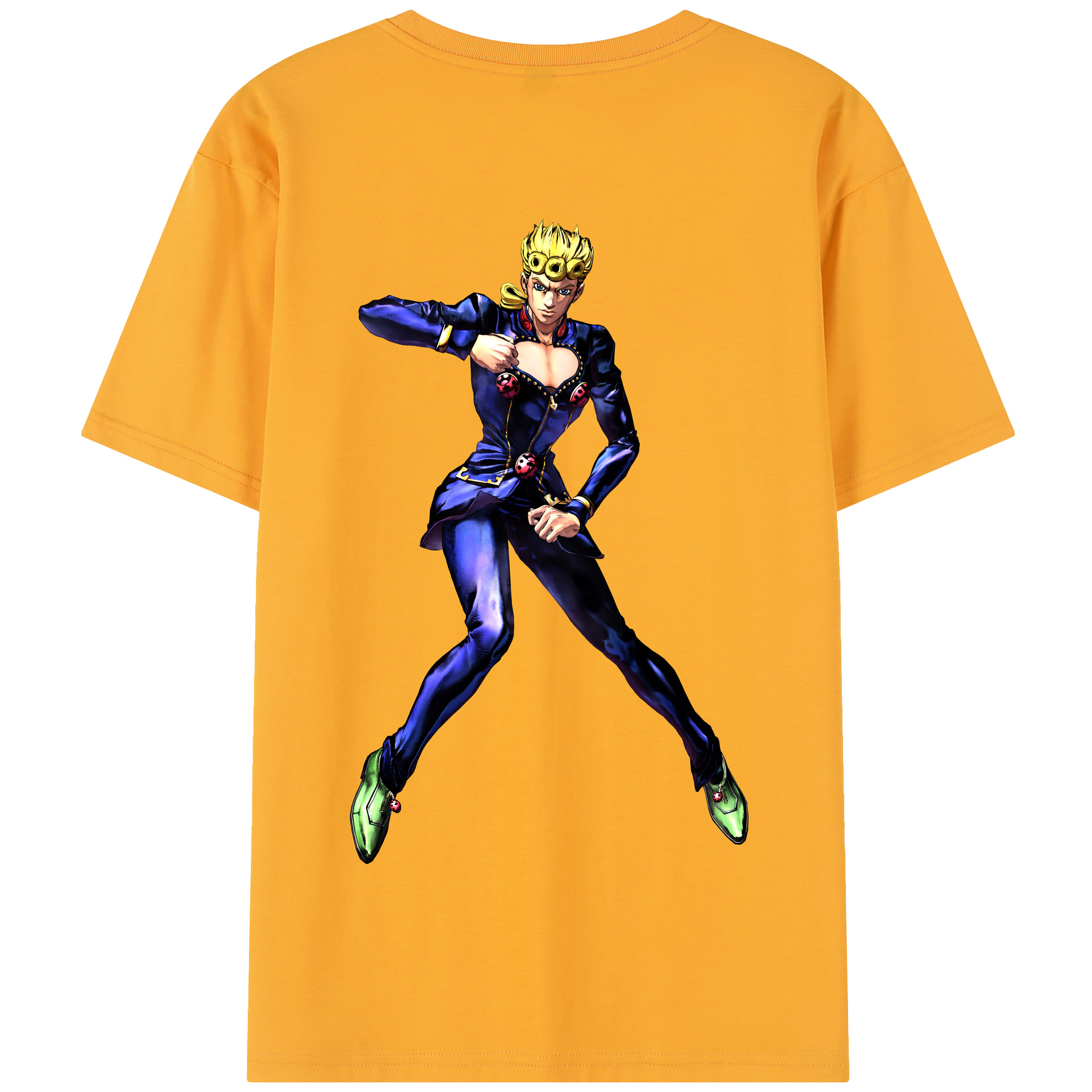 （画像用） ジョジョの奇妙な冒険 ジョルノ?ジョバァーナ JoJo's Bizarre Adventure Giorno Giovanna 綿100％半袖Tシャツ（背面プリント）