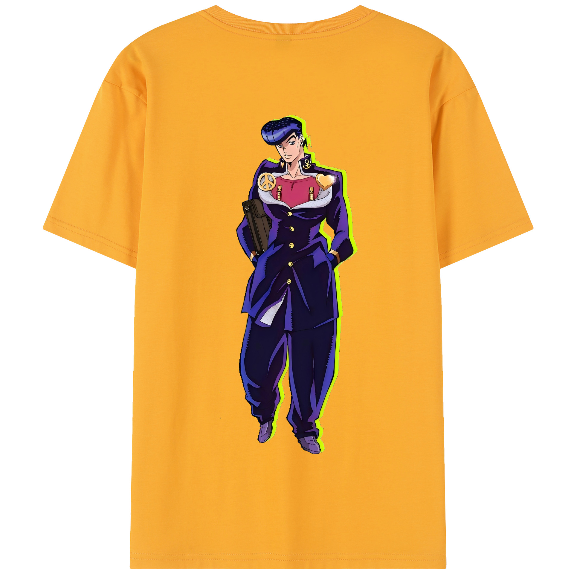 （画像用） ジョジョの奇妙な冒険 ひがしかた じょうすけ JoJo's Bizarre Adventure Higashikata Josuke 綿100％半袖Tシャツ（背面プリント）