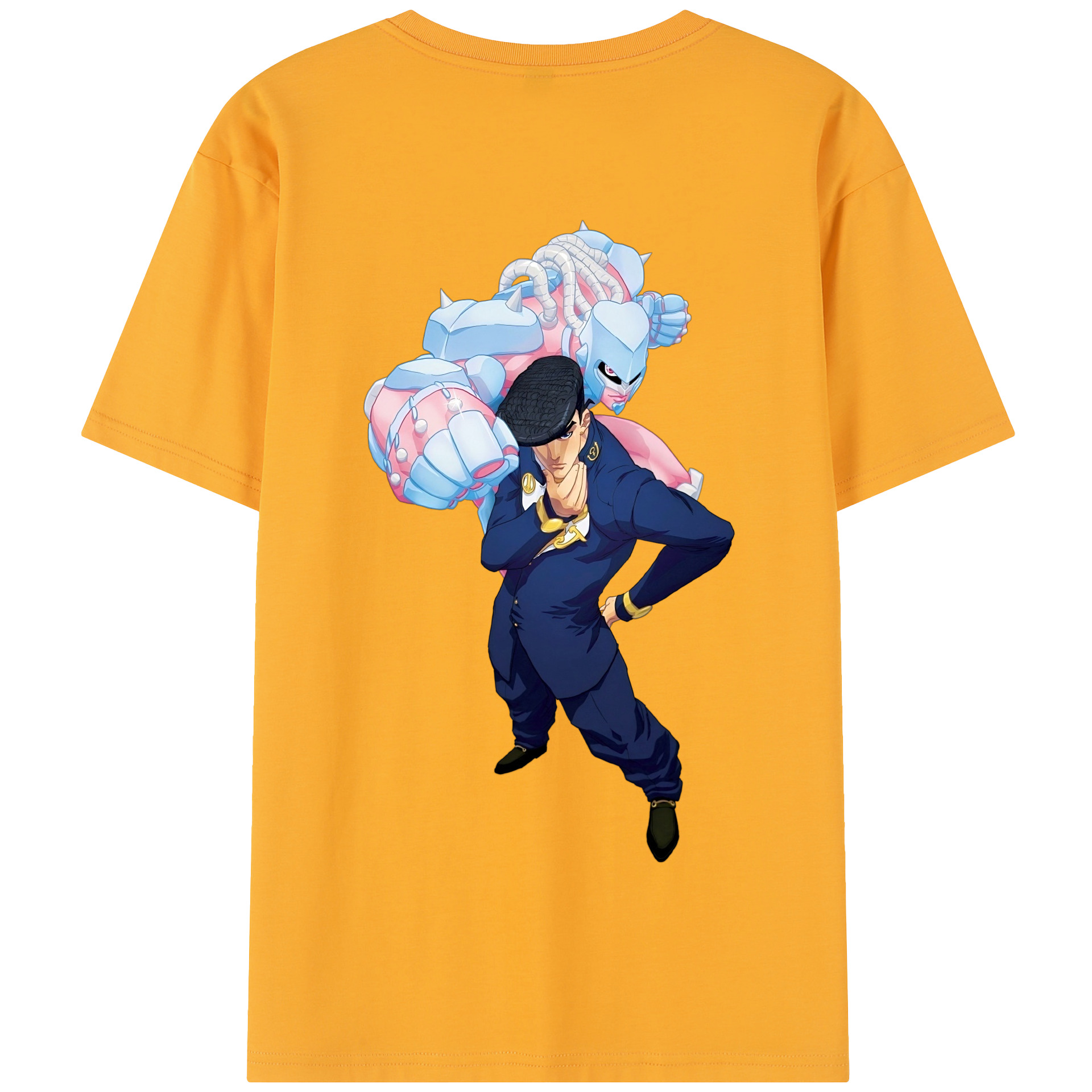 （画像用） ジョジョの奇妙な冒険 ひがしかた じょうすけ JoJo's Bizarre Adventure Higashikata Josuke 綿100％半袖Tシャツ（背面プリント）