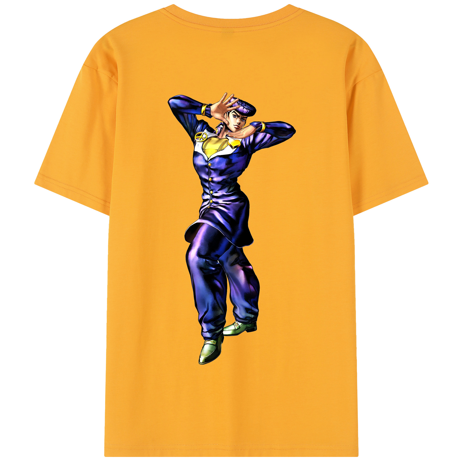 （画像用） ジョジョの奇妙な冒険 ひがしかた じょうすけ JoJo's Bizarre Adventure Higashikata Josuke 綿100％半袖Tシャツ（背面プリント）