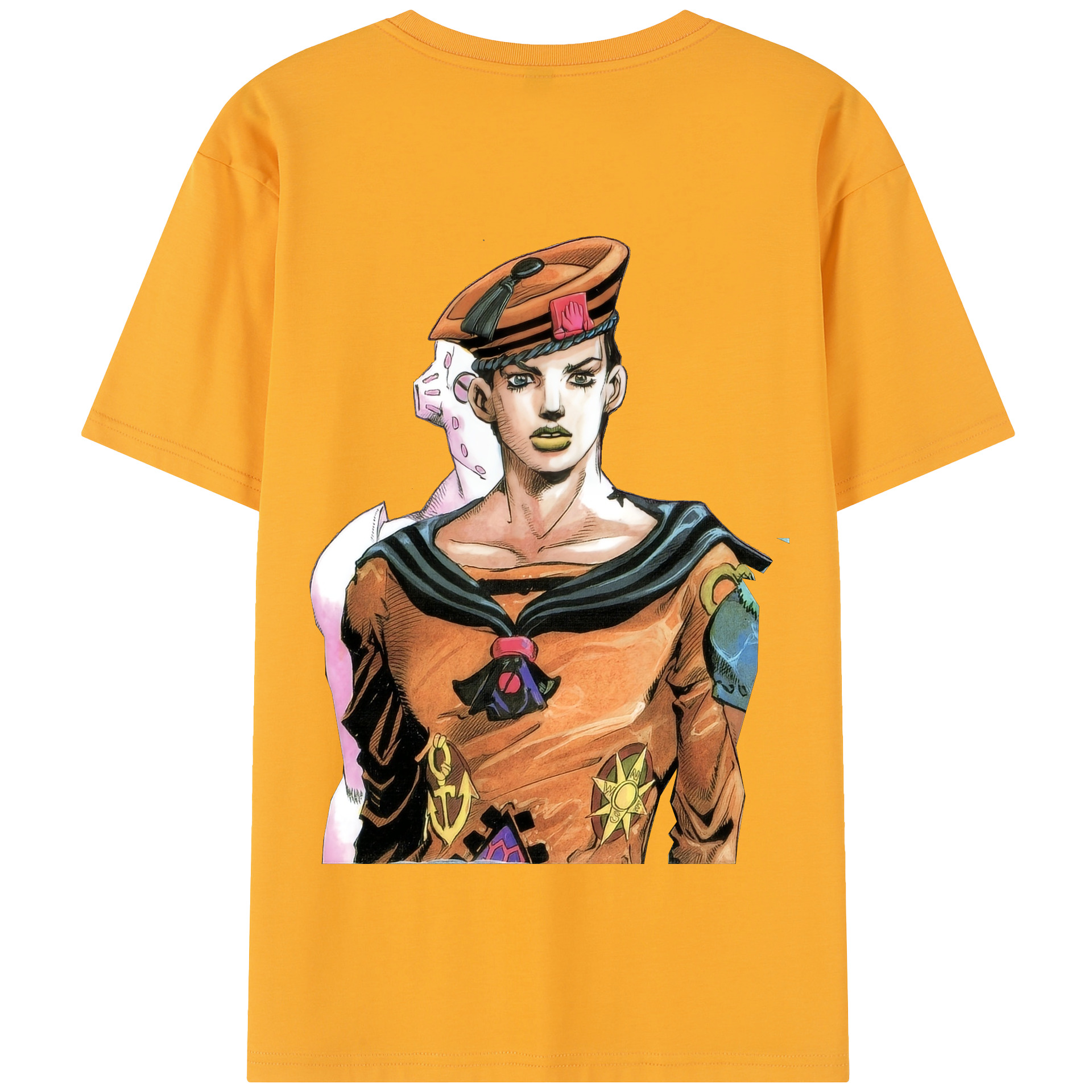 （画像用） ジョジョの奇妙な冒険 東方定助 JoJo's Bizarre Adventure Higashikata Josuke 綿100％半袖Tシャツ（背面プリント）