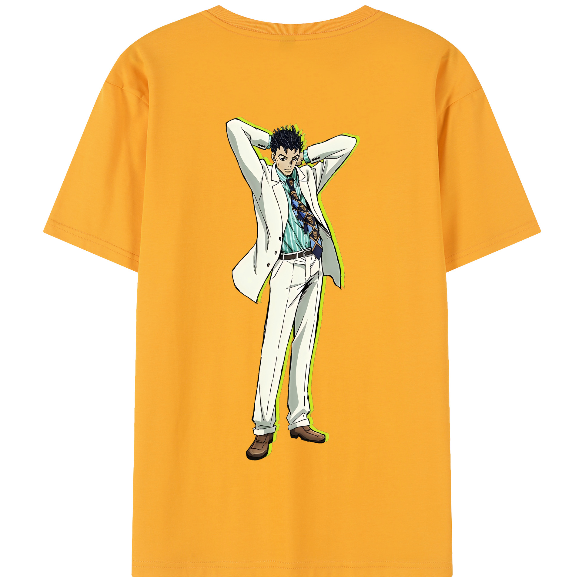 （画像用） ジョジョの奇妙な冒険 きら よしかげ JoJo's Bizarre Adventure Kira Yoshikage 綿100％半袖Tシャツ（背面プリント）