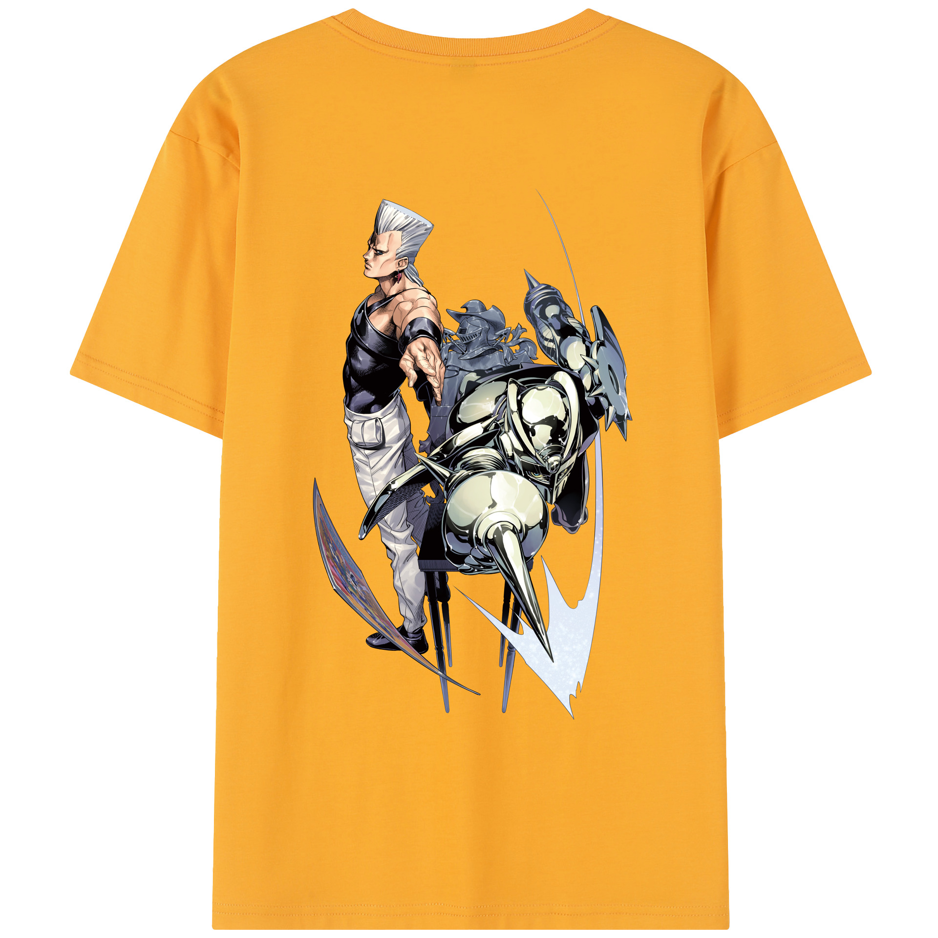 （画像用） ジョジョの奇妙な冒険 ジャン＝ピエール?ポルナレフ JoJo's Bizarre Adventure Jan Pierre Polnareff 綿100％半袖Tシャツ（背面プリント）