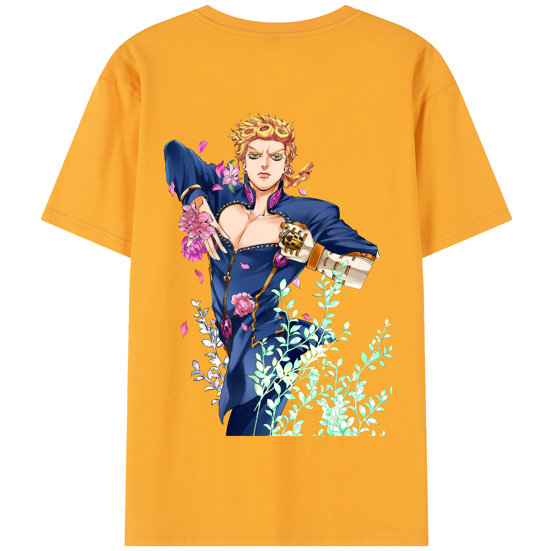 （画像用） ジョジョの奇妙な冒険 ジョルノ?ジョバァーナ JoJo's Bizarre Adventure Giorno Giovanna 綿100％半袖Tシャツ（背面プリント）