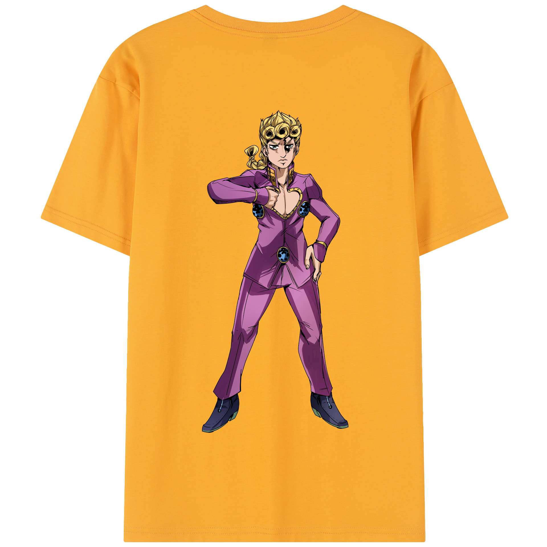 （画像用） ジョジョの奇妙な冒険 ジョルノ?ジョバァーナ JoJo's Bizarre Adventure Giorno Giovanna 綿100％半袖Tシャツ（背面プリント）