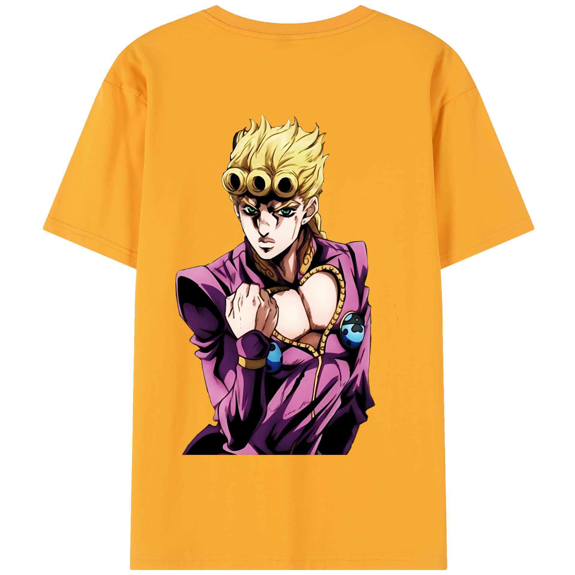 （画像用） ジョジョの奇妙な冒険 ジョルノ?ジョバァーナ JoJo's Bizarre Adventure Giorno Giovanna 綿100％半袖Tシャツ（背面プリント）