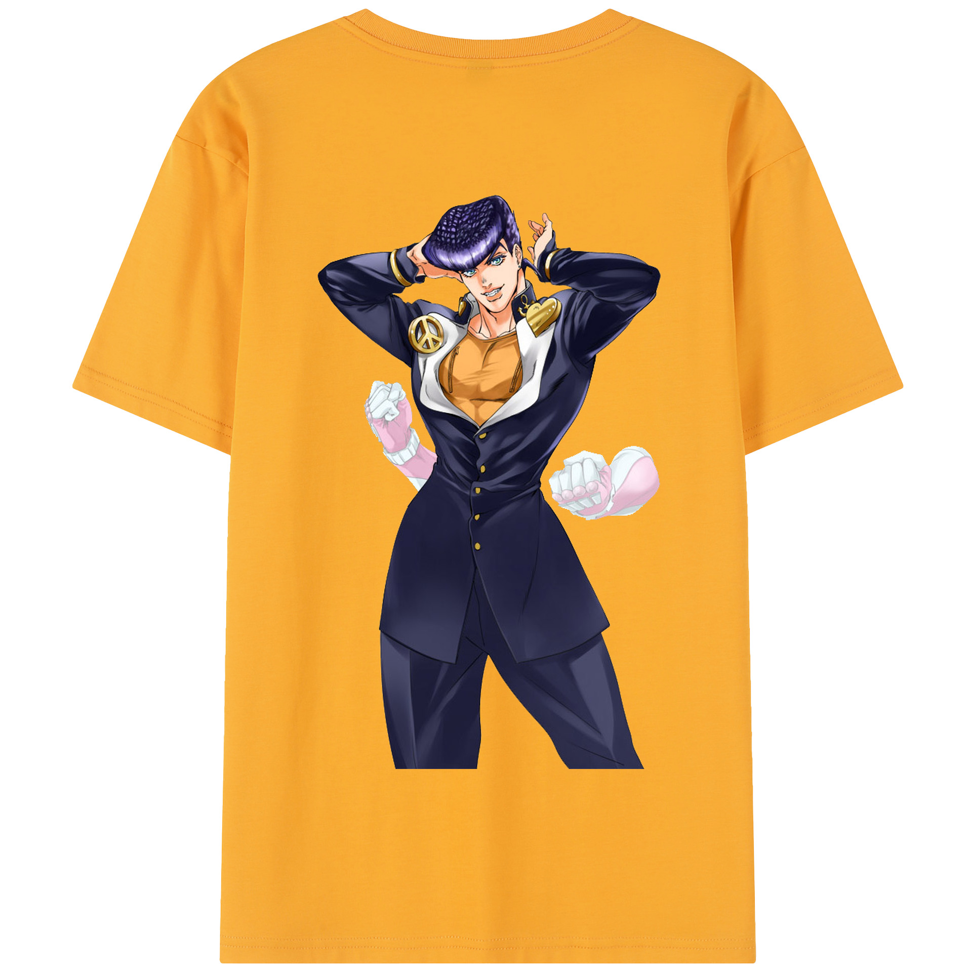 （画像用） ジョジョの奇妙な冒険 ひがしかた じょうすけ JoJo's Bizarre Adventure Higashikata Josuke 綿100％半袖Tシャツ（背面プリント）