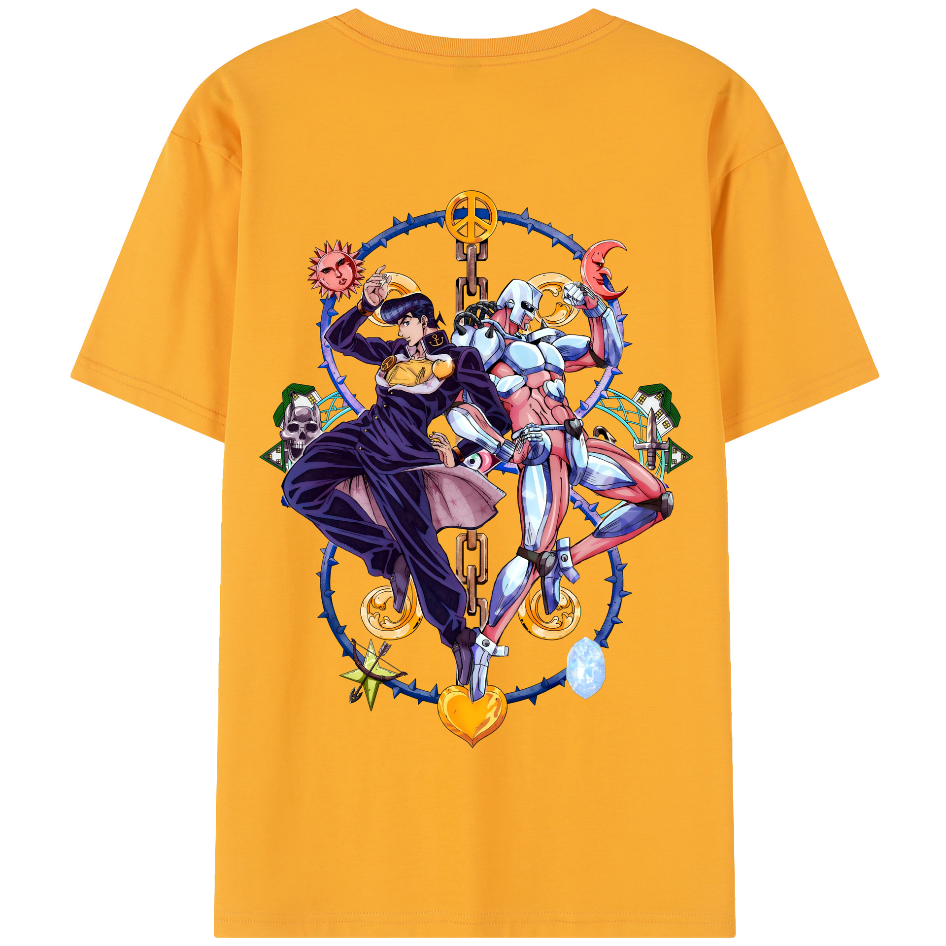 （画像用） ジョジョの奇妙な冒険 ひがしかた じょうすけ JoJo's Bizarre Adventure Higashikata Josuke 綿100％半袖Tシャツ（背面プリント）